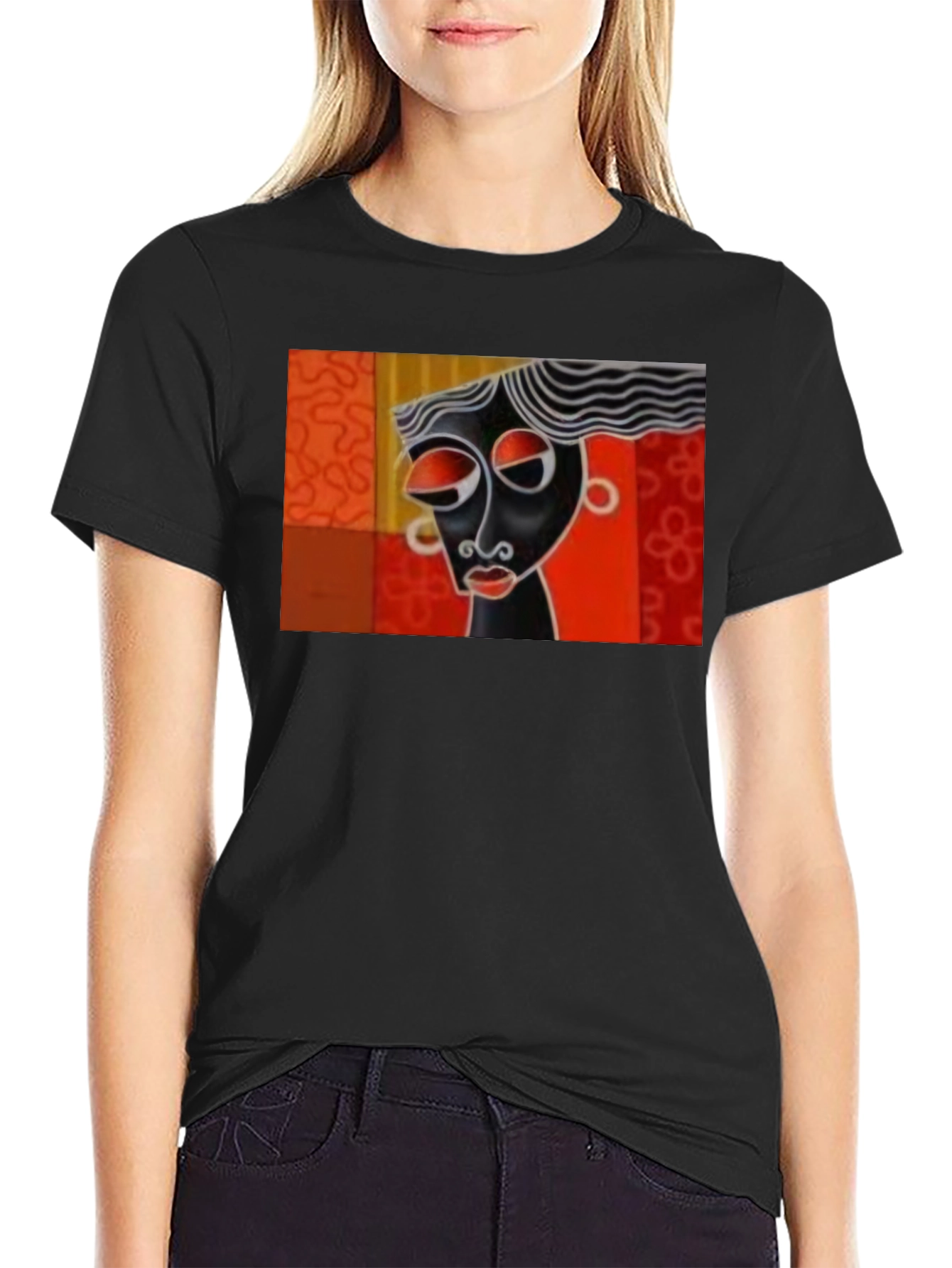 Abstract Art Graphic Tee - Black