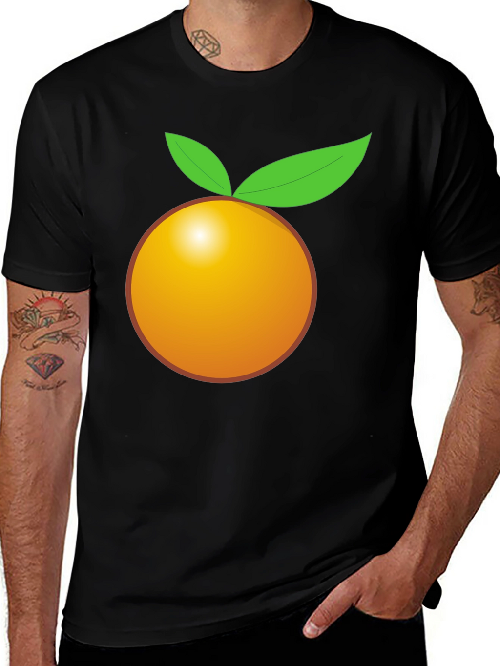 Orange Graphic Tee - Bold Black T-Shirt