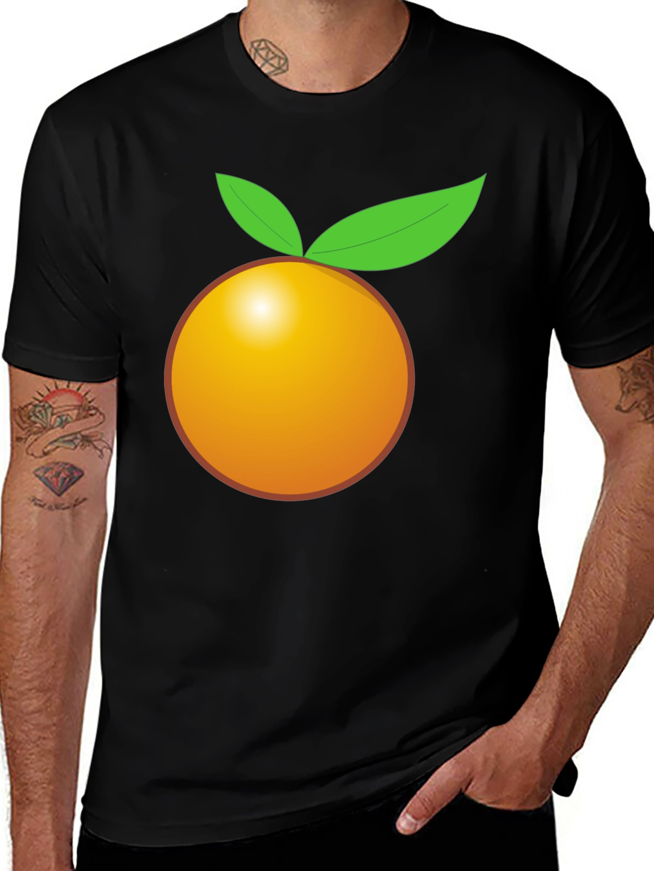 Orange Graphic Tee - Bold Black T-Shirt