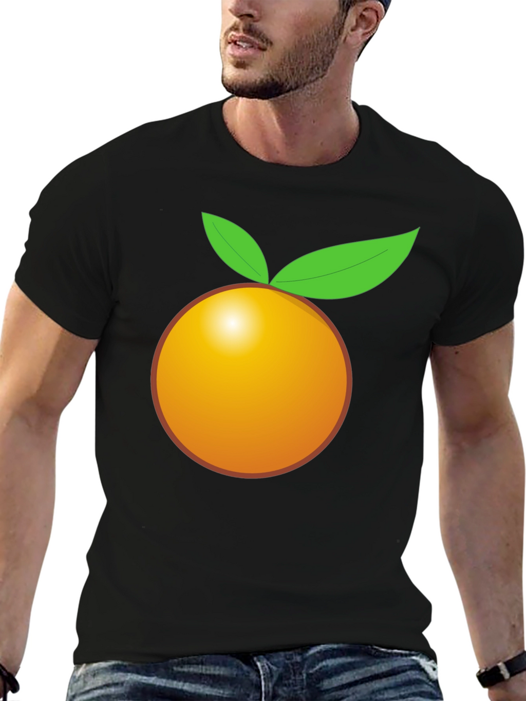 Orange Graphic Tee - Bold Black T-Shirt