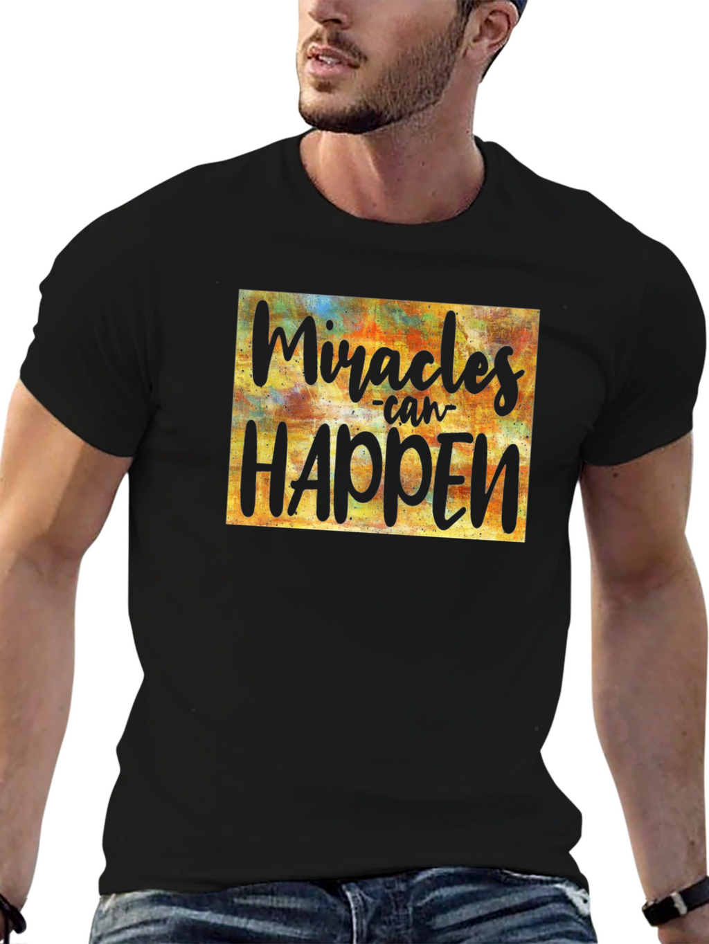 Miracles Can Happen Graphic Tee - Inspirational Black T-Shirt
