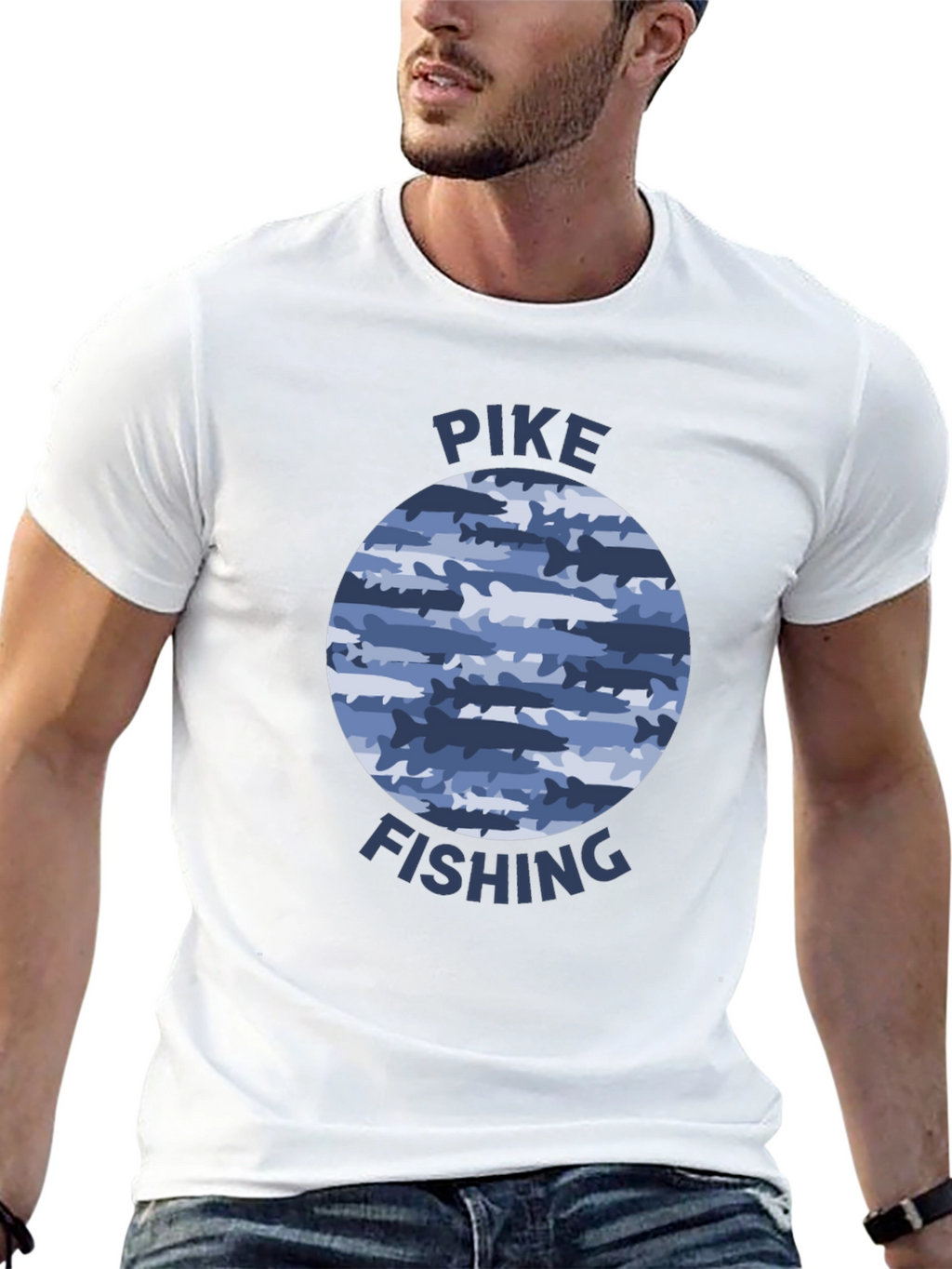 Pike Fishing T-Shirt - Camo Fish Design