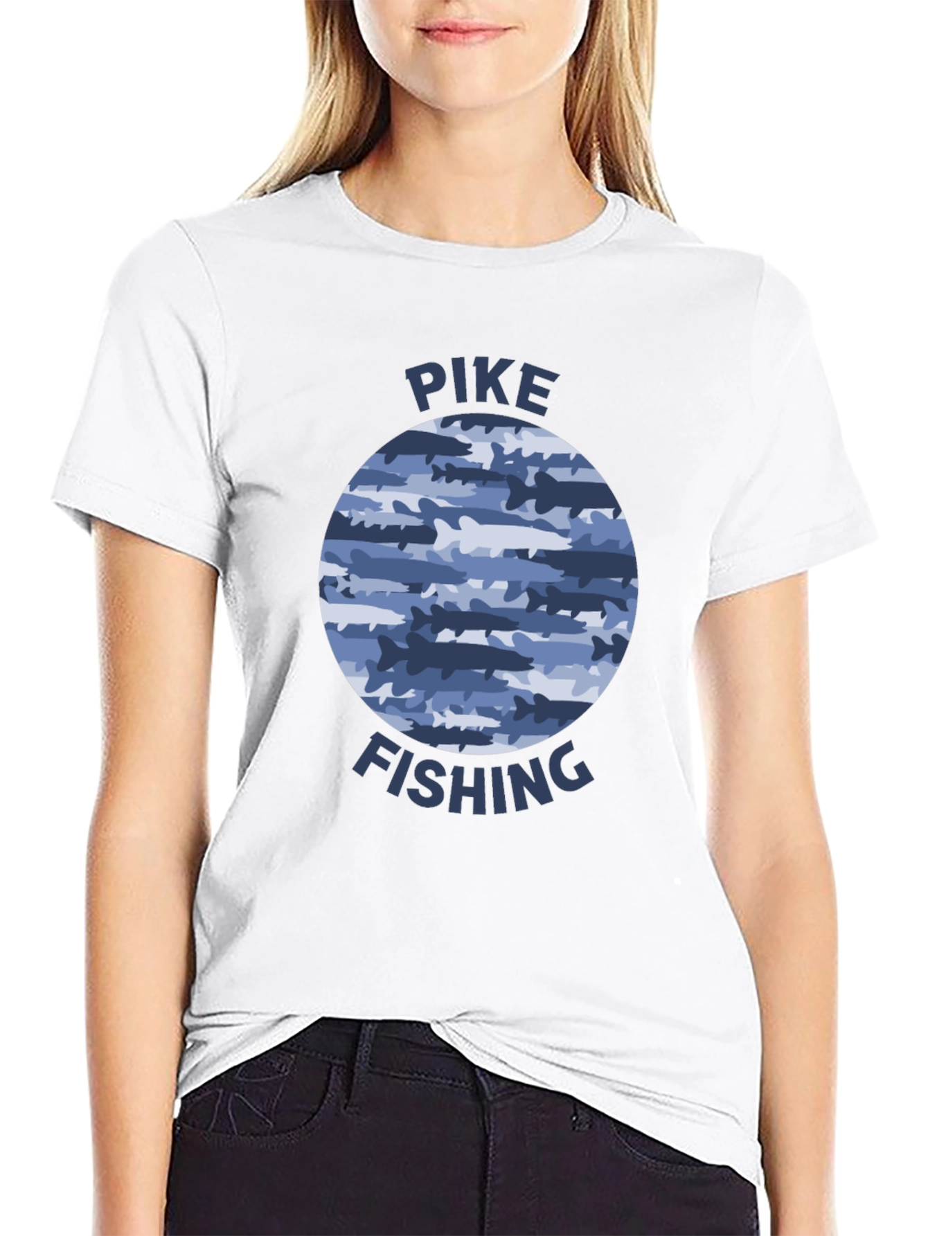 Pike Fishing T-Shirt - Camo Fish Design