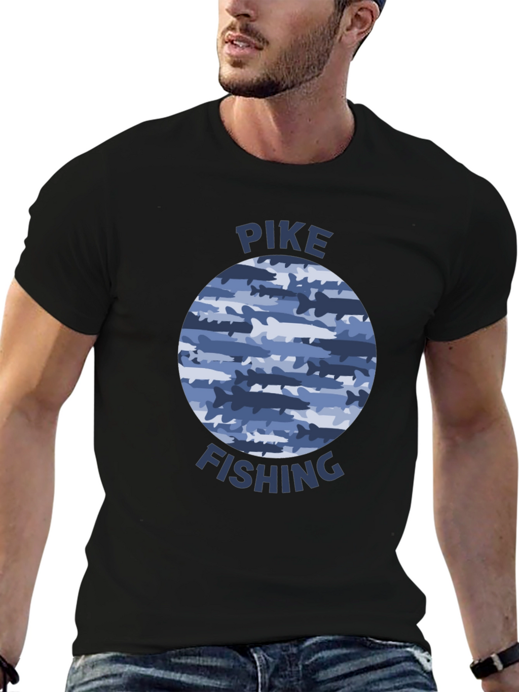 Pike Fishing T-Shirt - Camo Fish Design