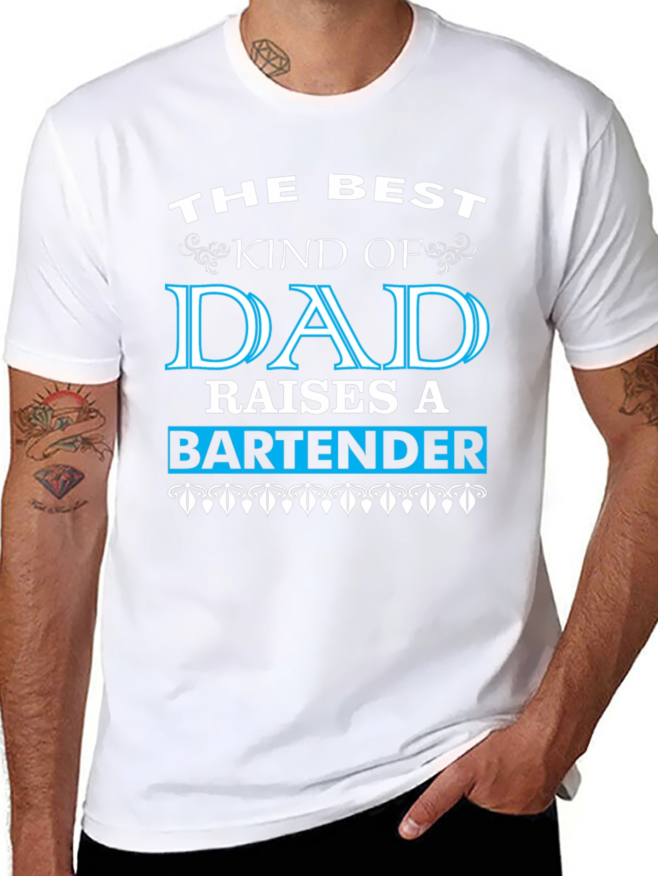 Best Kind of Dad Raises a Bartender Graphic T-Shirt