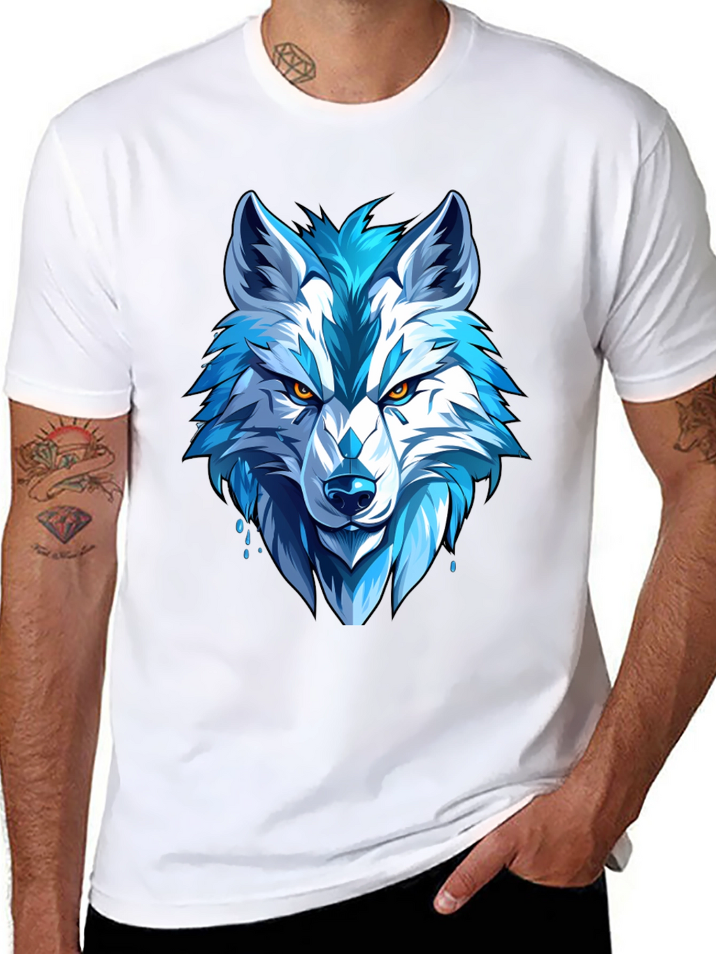 Cool Blue Wolf Graphic Tee - Fierce Style