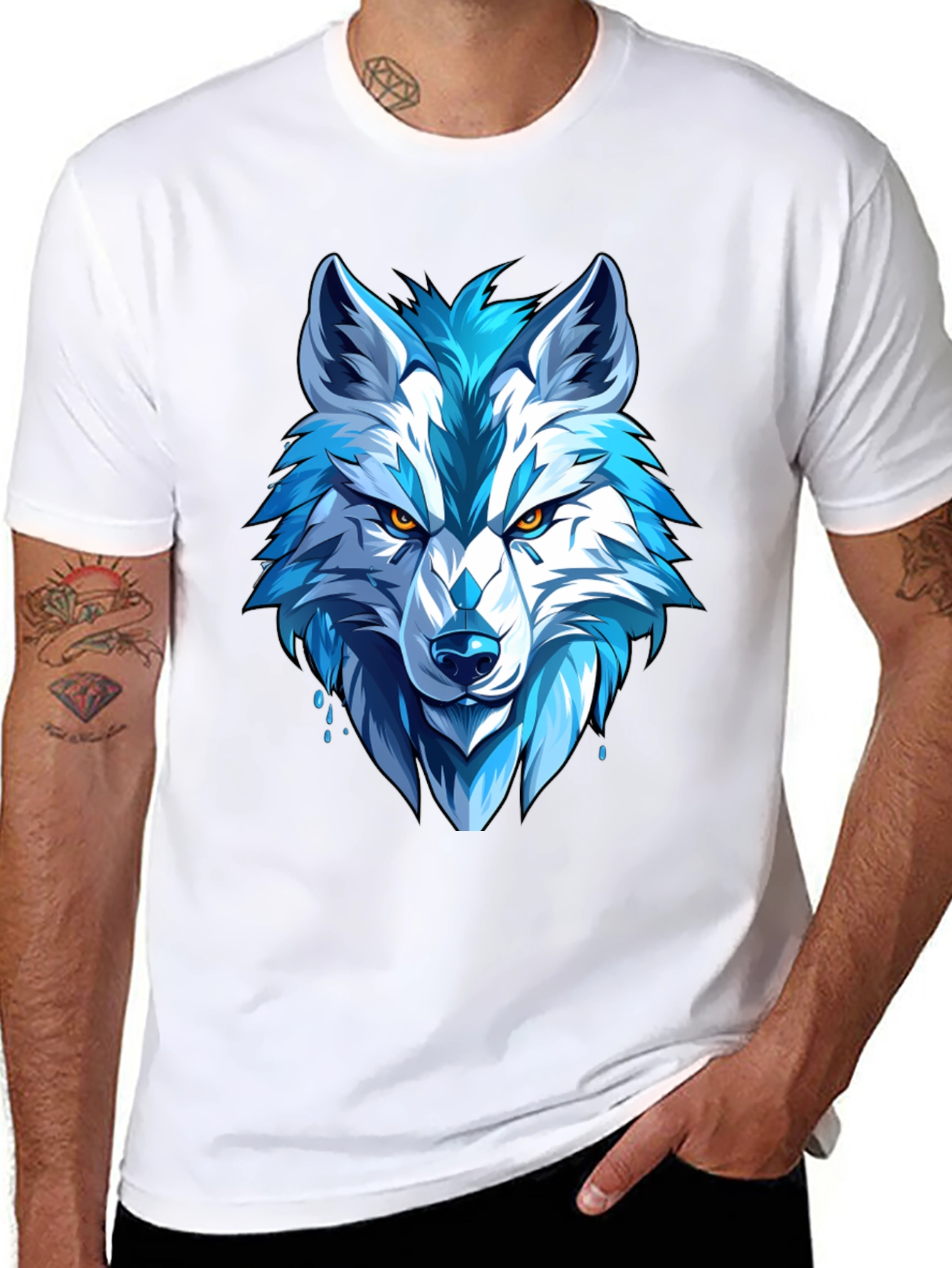Cool Blue Wolf Graphic Tee - Fierce Style