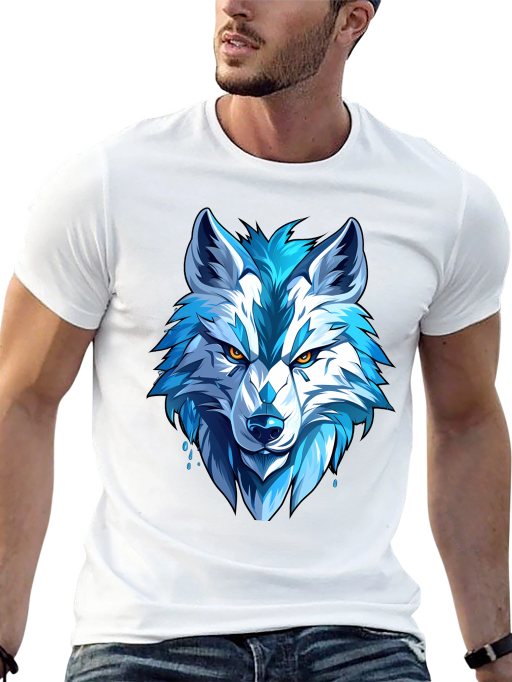 Cool Blue Wolf Graphic Tee - Fierce Style