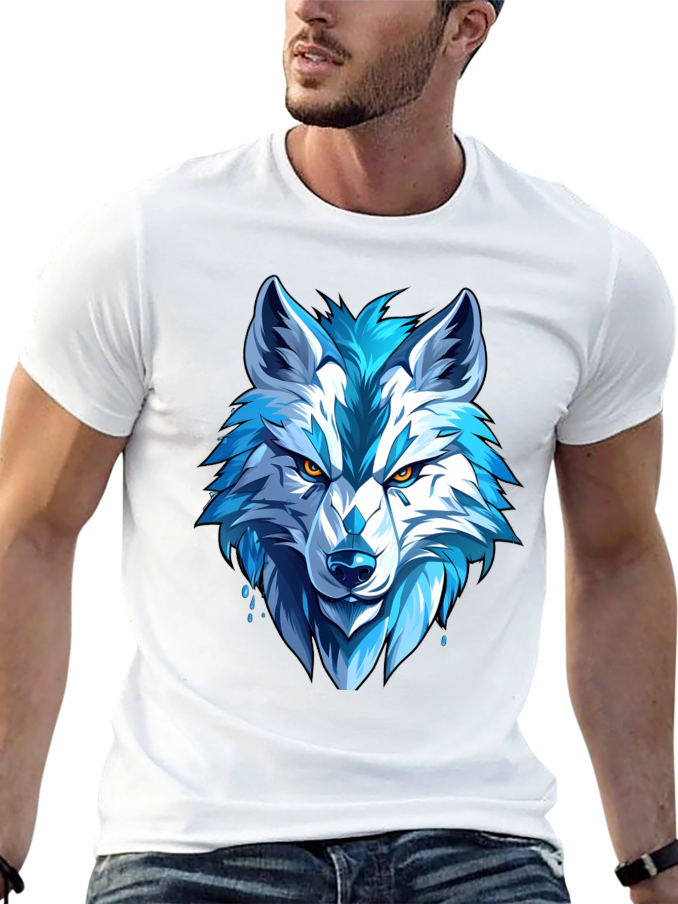 Cool Blue Wolf Graphic Tee - Fierce Style
