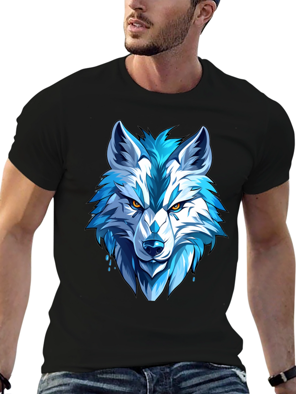 Cool Blue Wolf Graphic Tee - Fierce Style