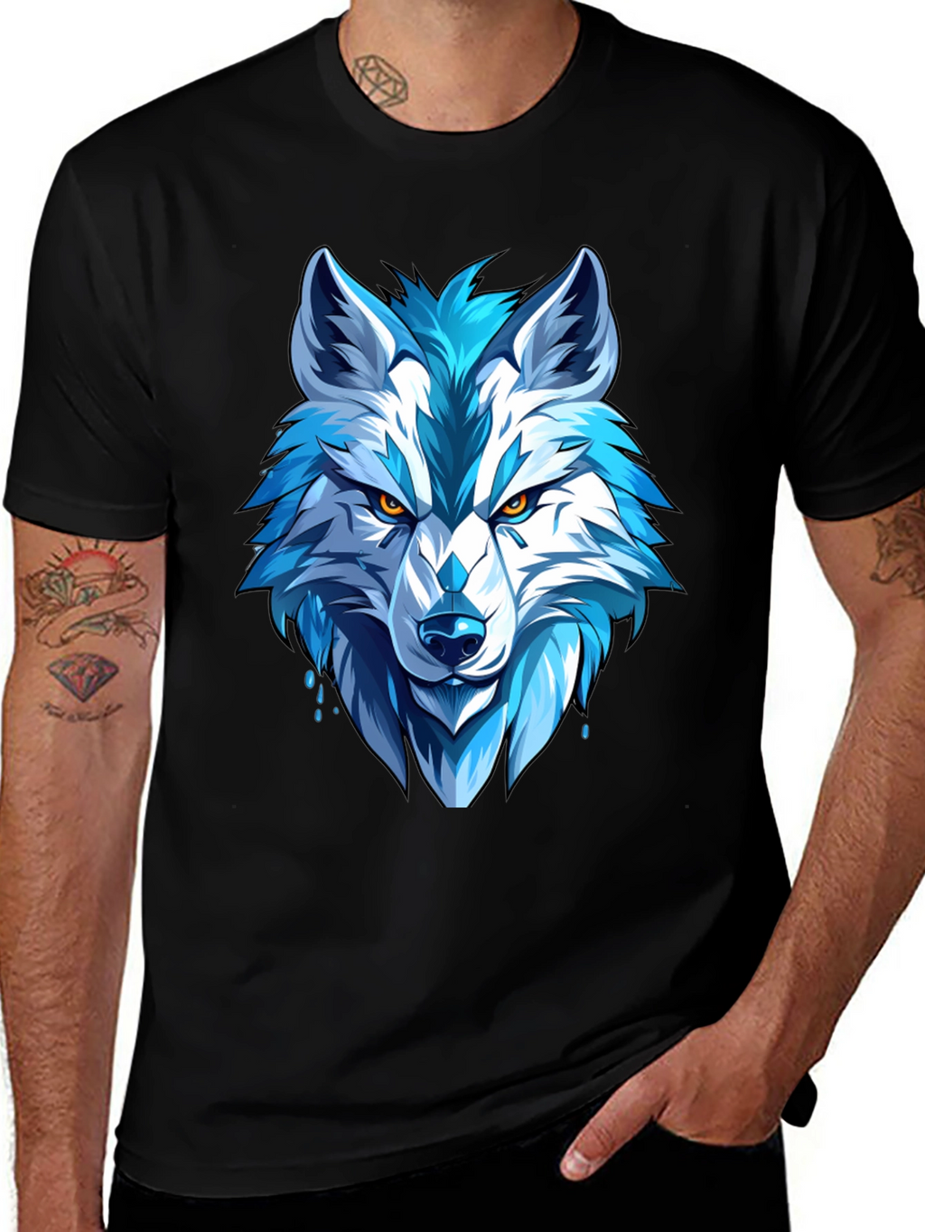 Cool Blue Wolf Graphic Tee - Fierce Style