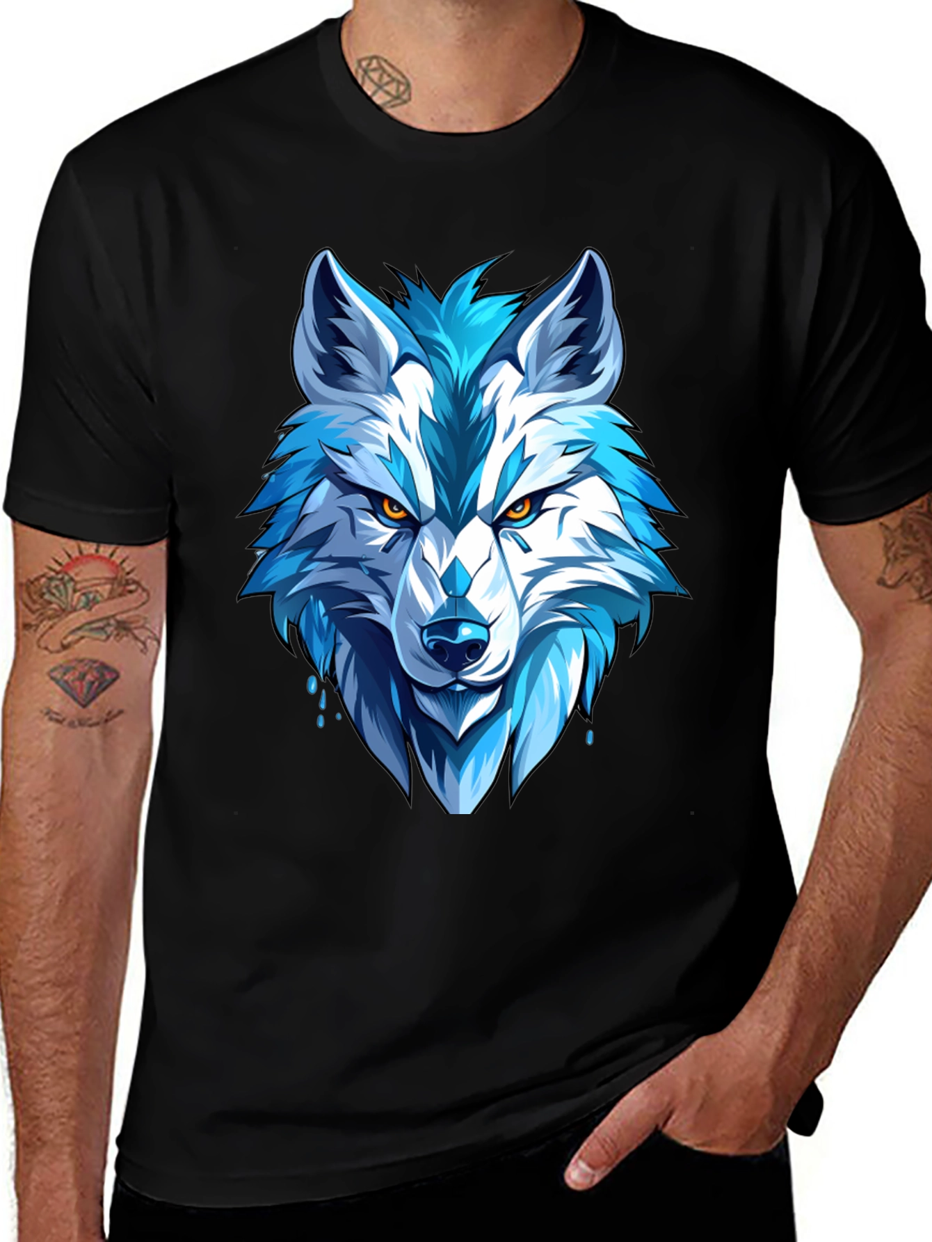 Cool Blue Wolf Graphic Tee - Fierce Style