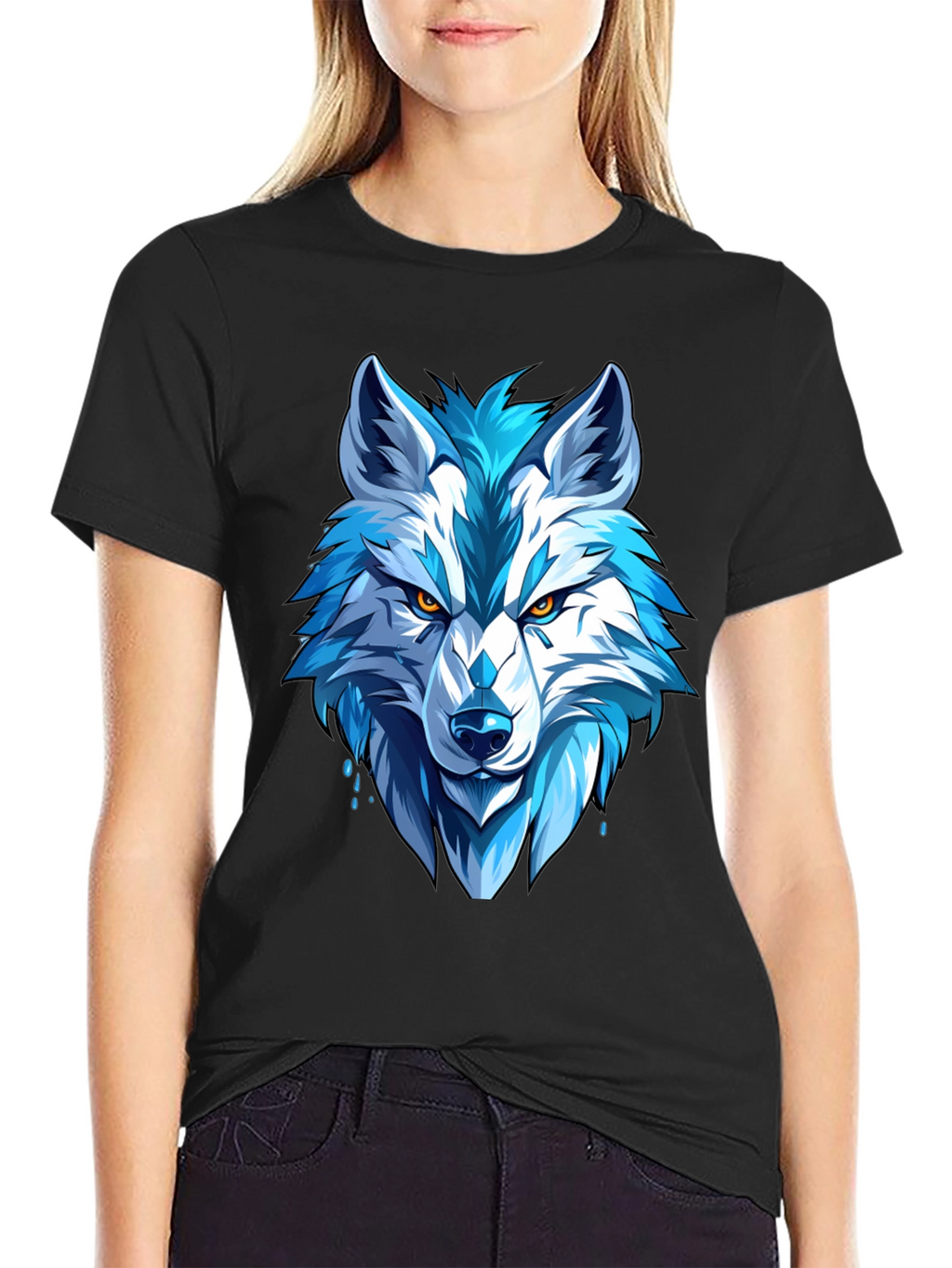 Cool Blue Wolf Graphic Tee - Fierce Style