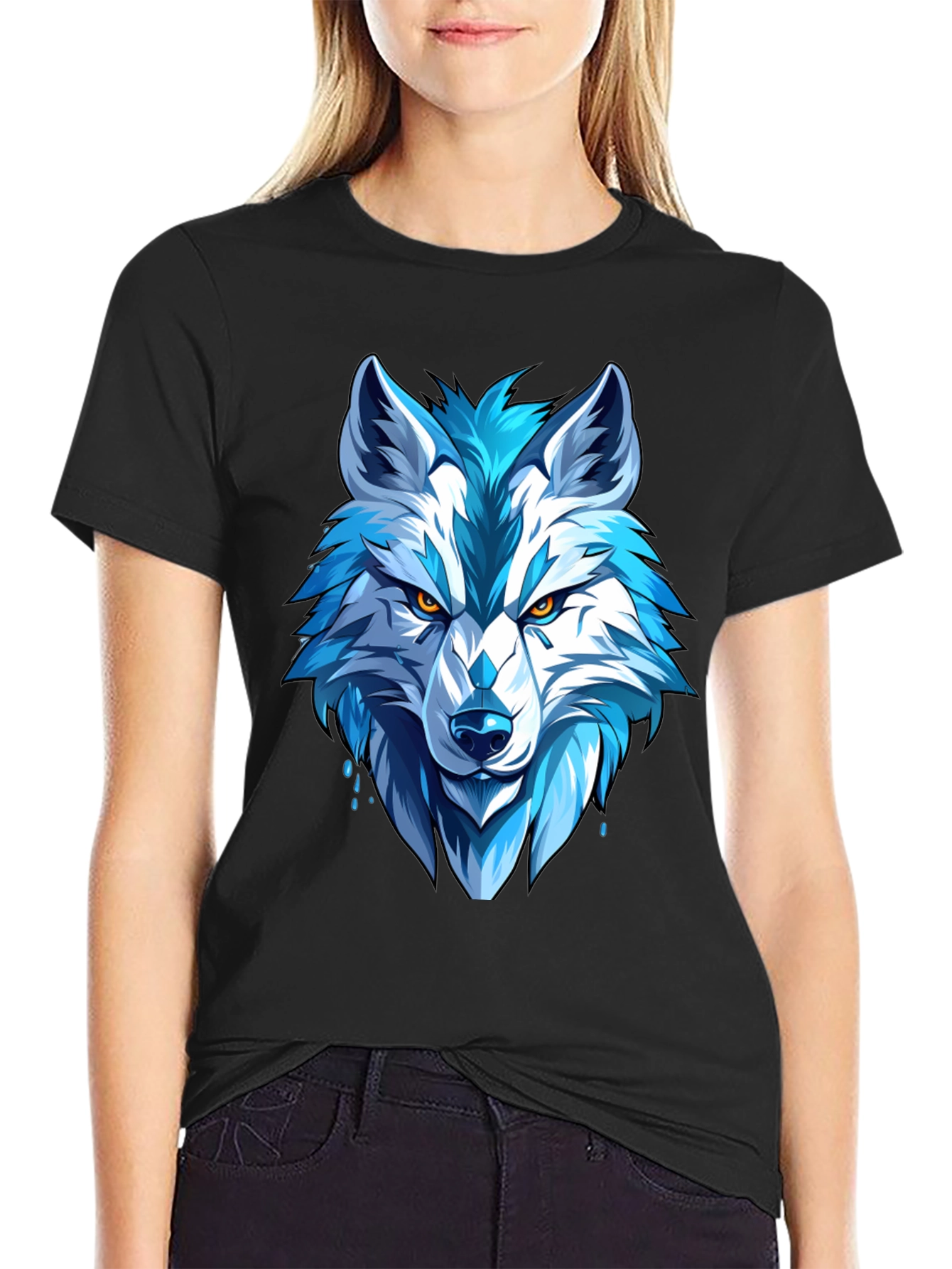 Cool Blue Wolf Graphic Tee - Fierce Style