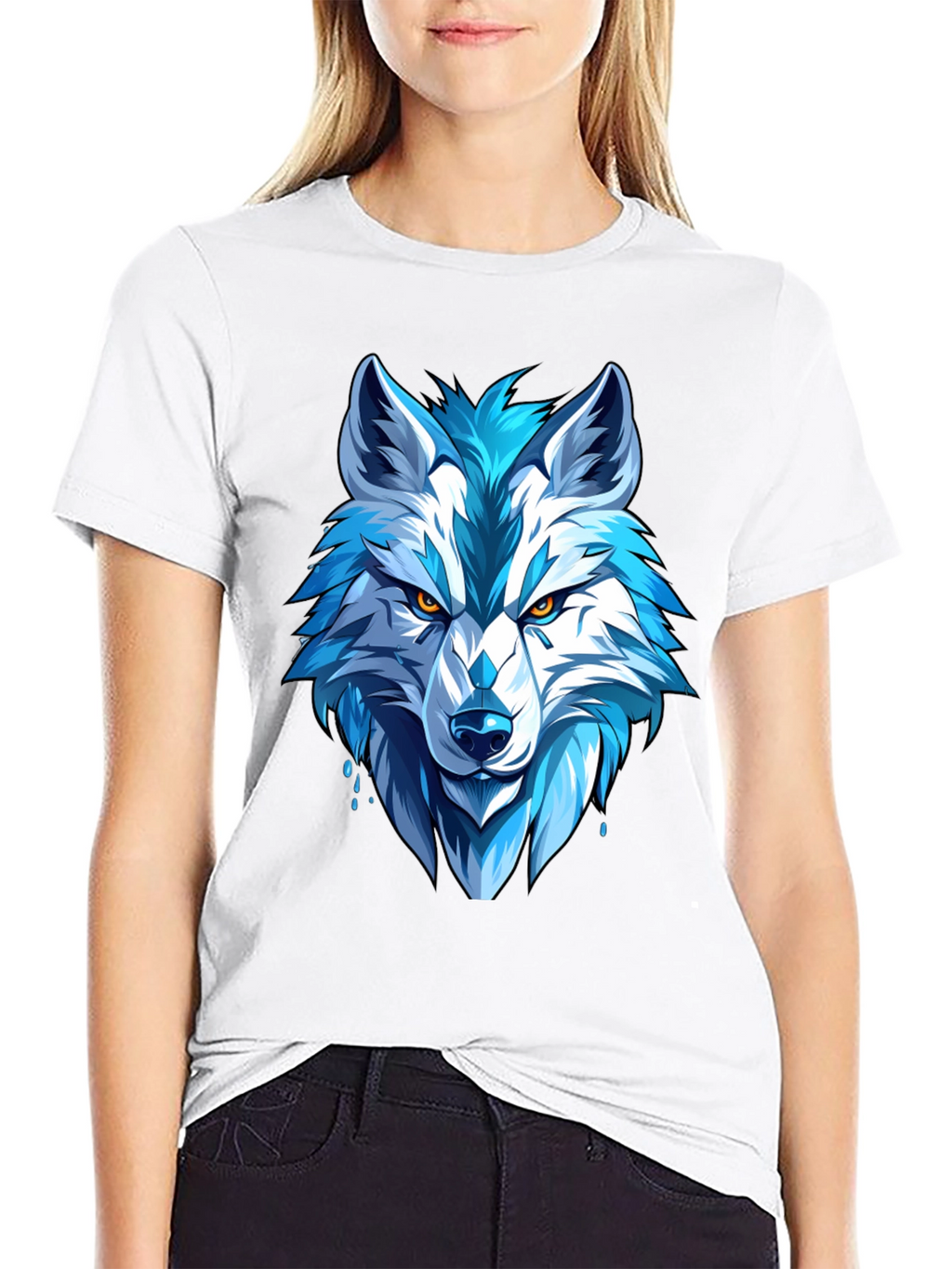 Cool Blue Wolf Graphic Tee - Fierce Style