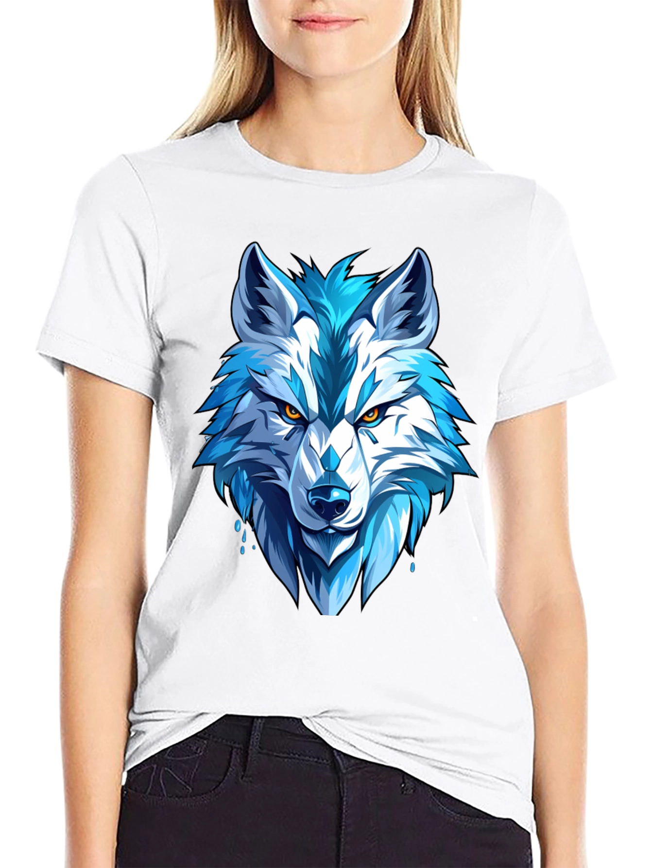 Cool Blue Wolf Graphic Tee - Fierce Style