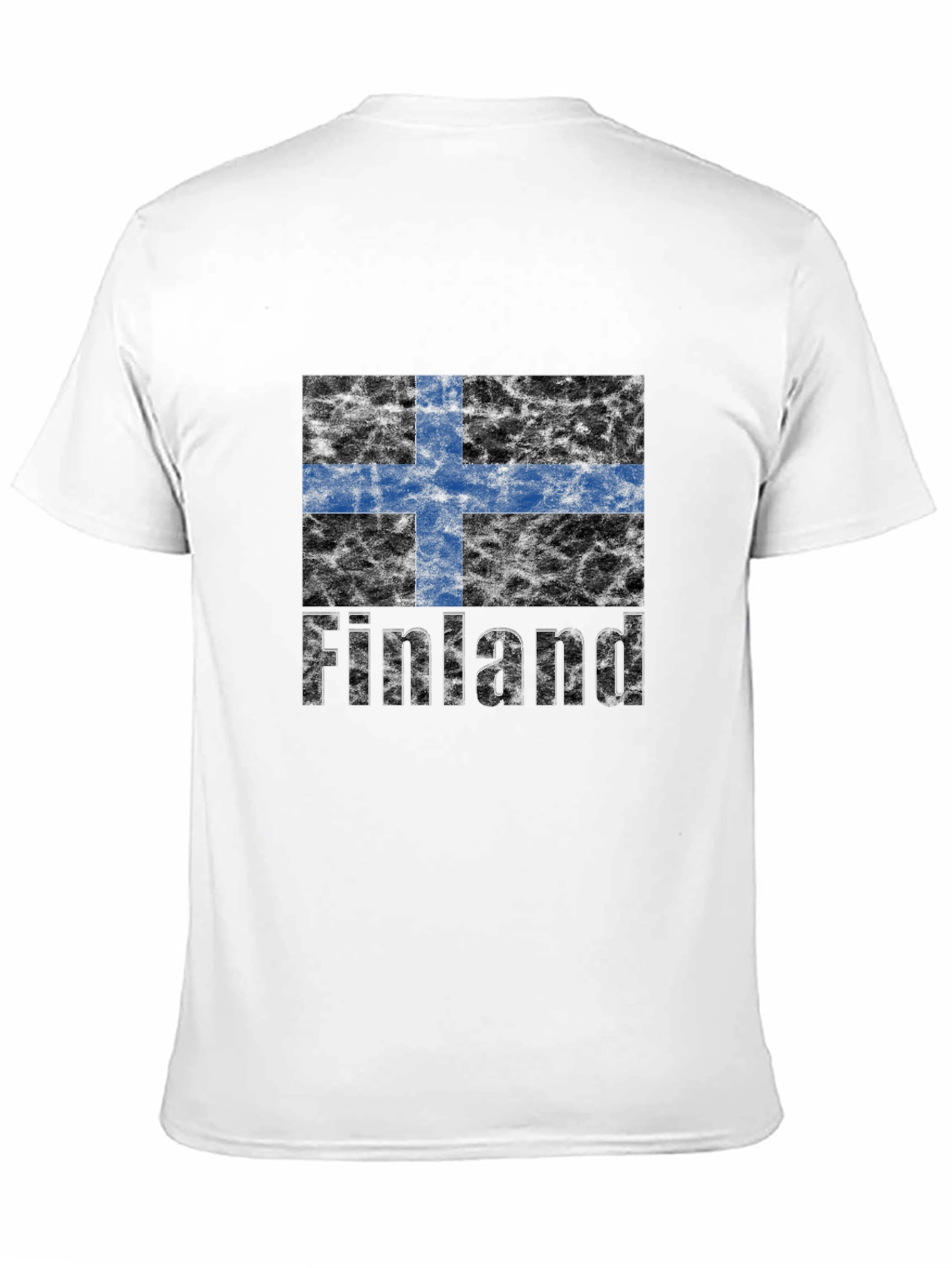 Finland Flag Graphic Print Black T-Shirt