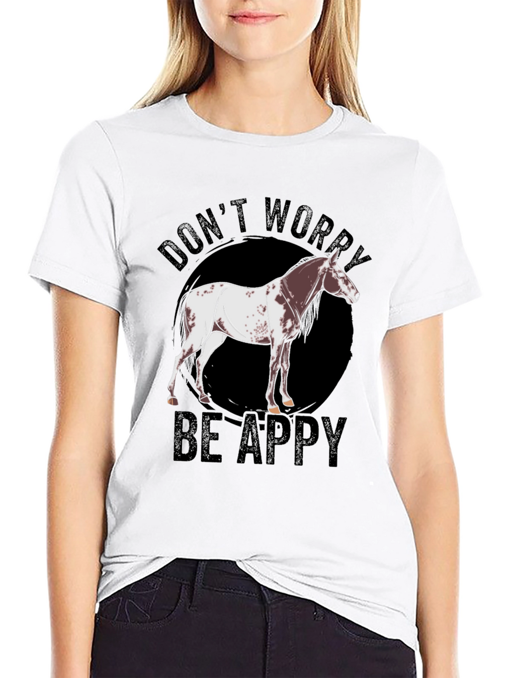 Dont Worry Be Appy Horse Graphic T-Shirt