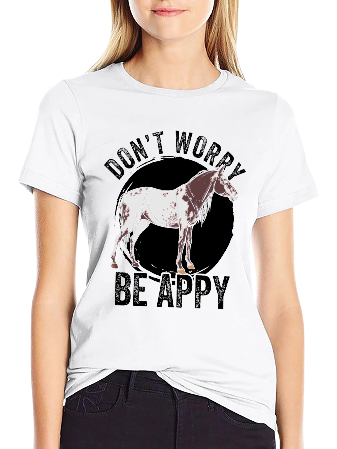 Dont Worry Be Appy Horse Graphic T-Shirt