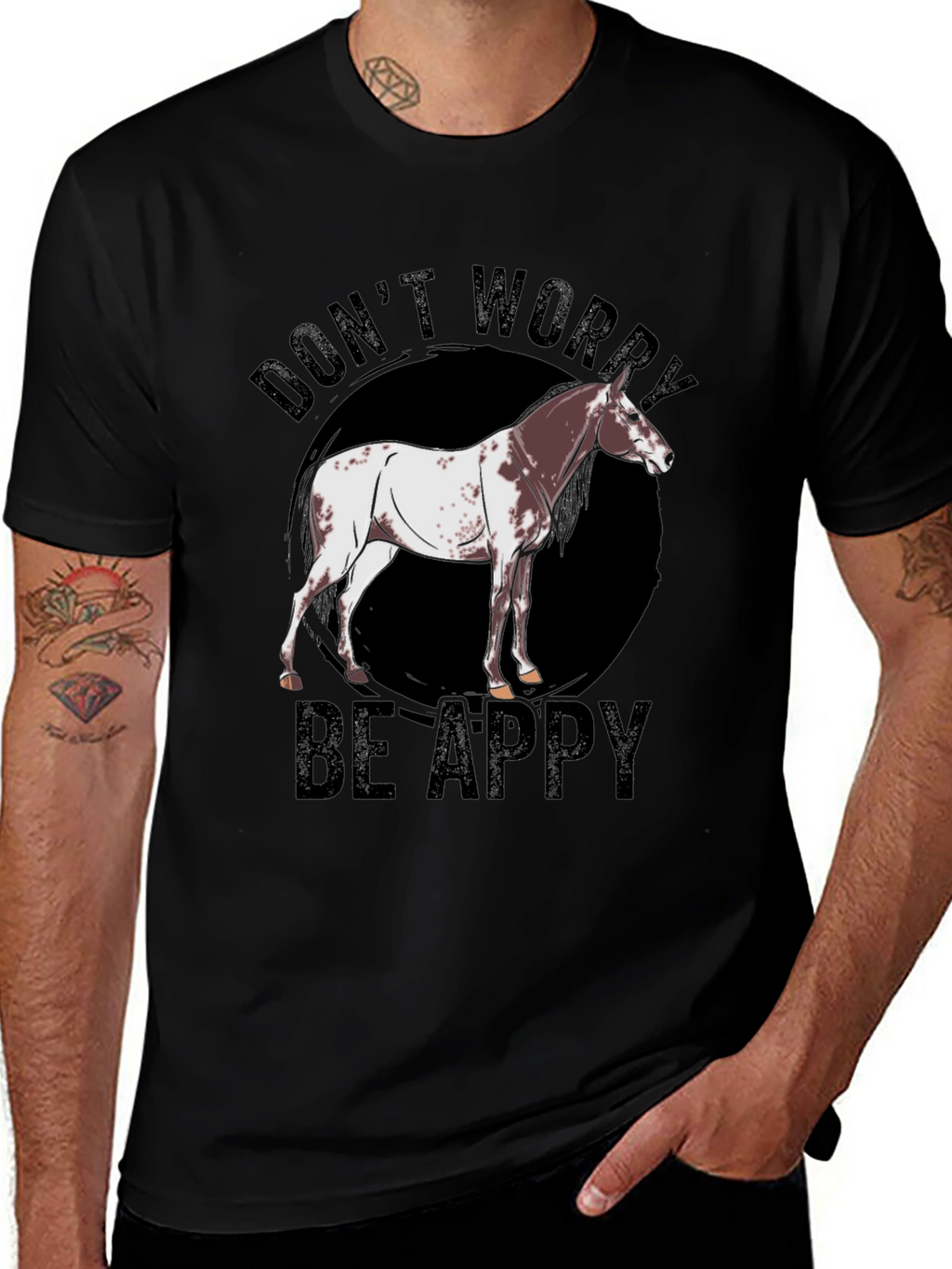 Dont Worry Be Appy Horse Graphic T-Shirt