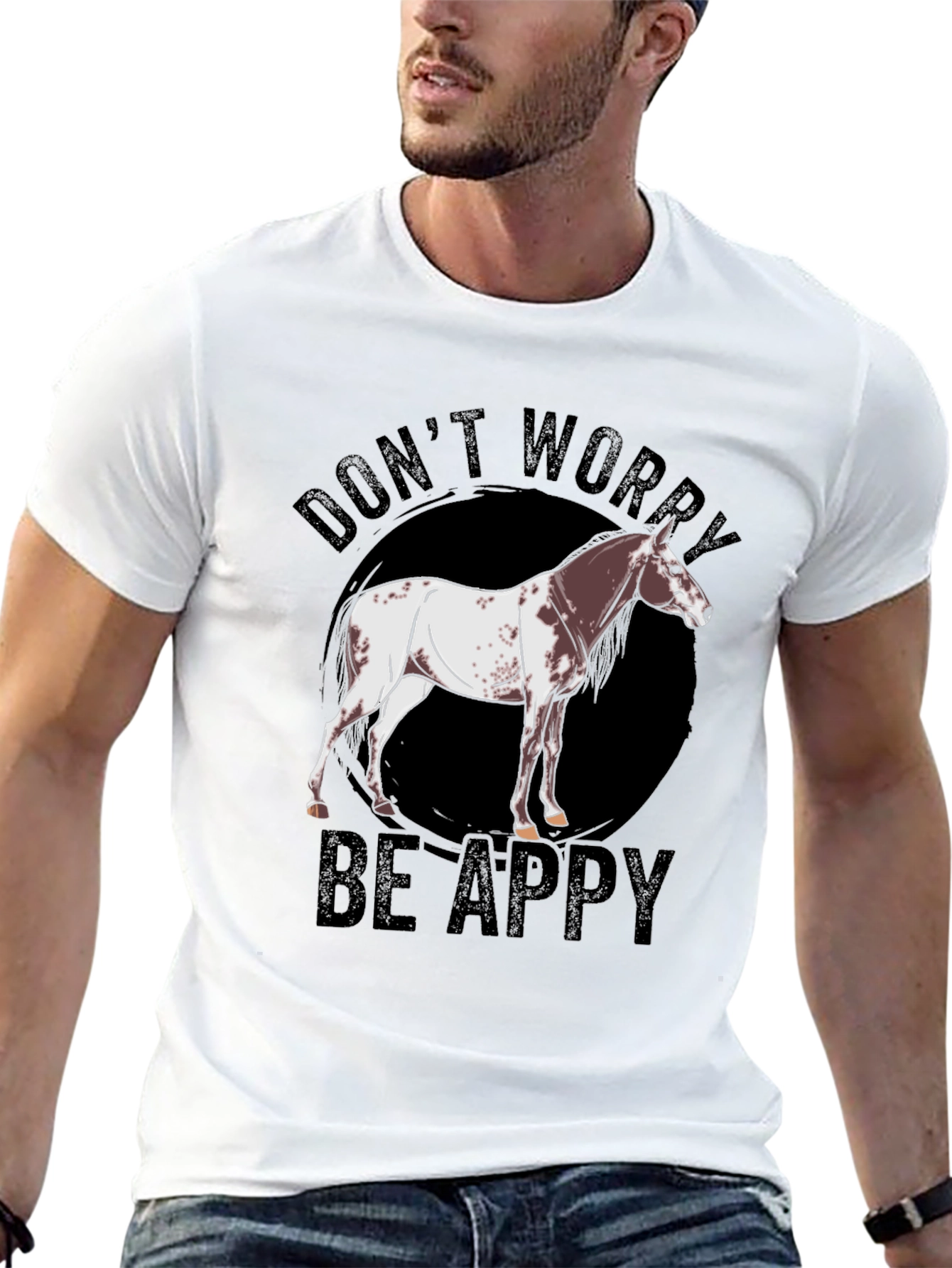 Dont Worry Be Appy Horse Graphic T-Shirt