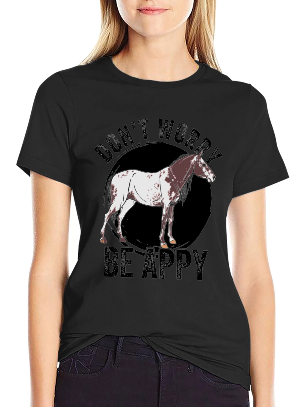 Dont Worry Be Appy Horse Graphic T-Shirt