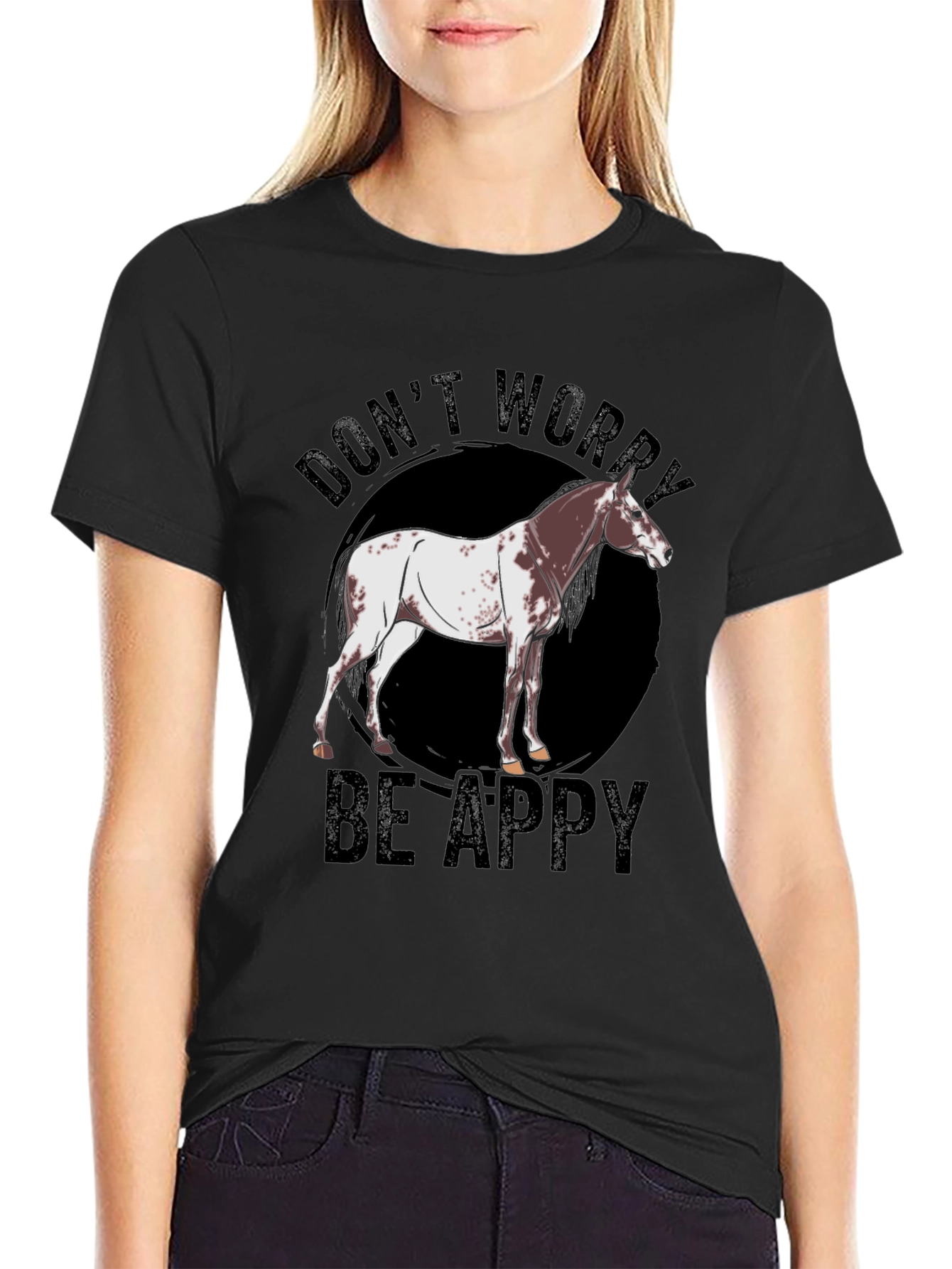 Dont Worry Be Appy Horse Graphic T-Shirt