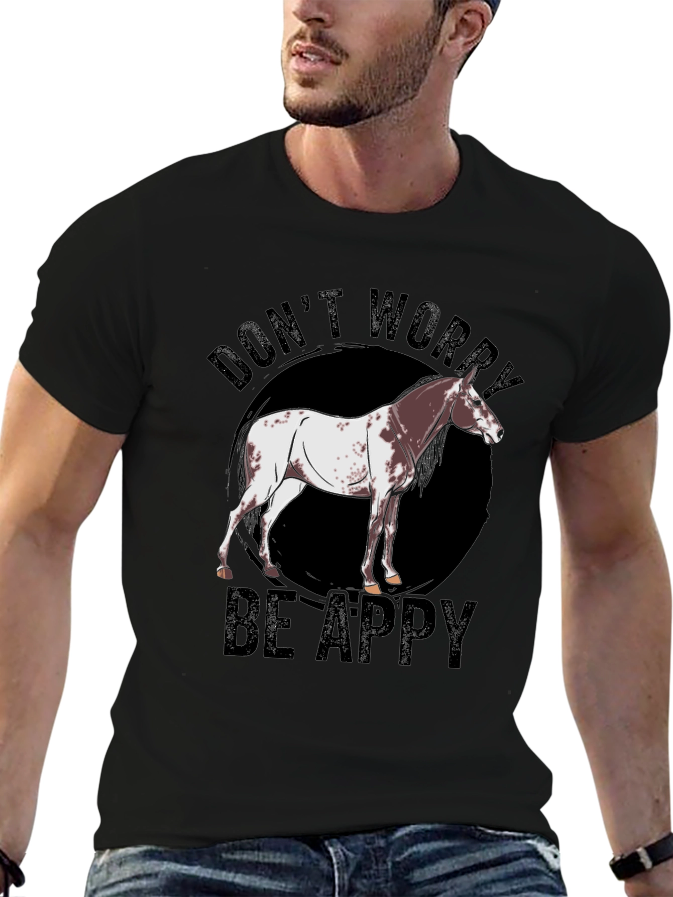 Dont Worry Be Appy Horse Graphic T-Shirt