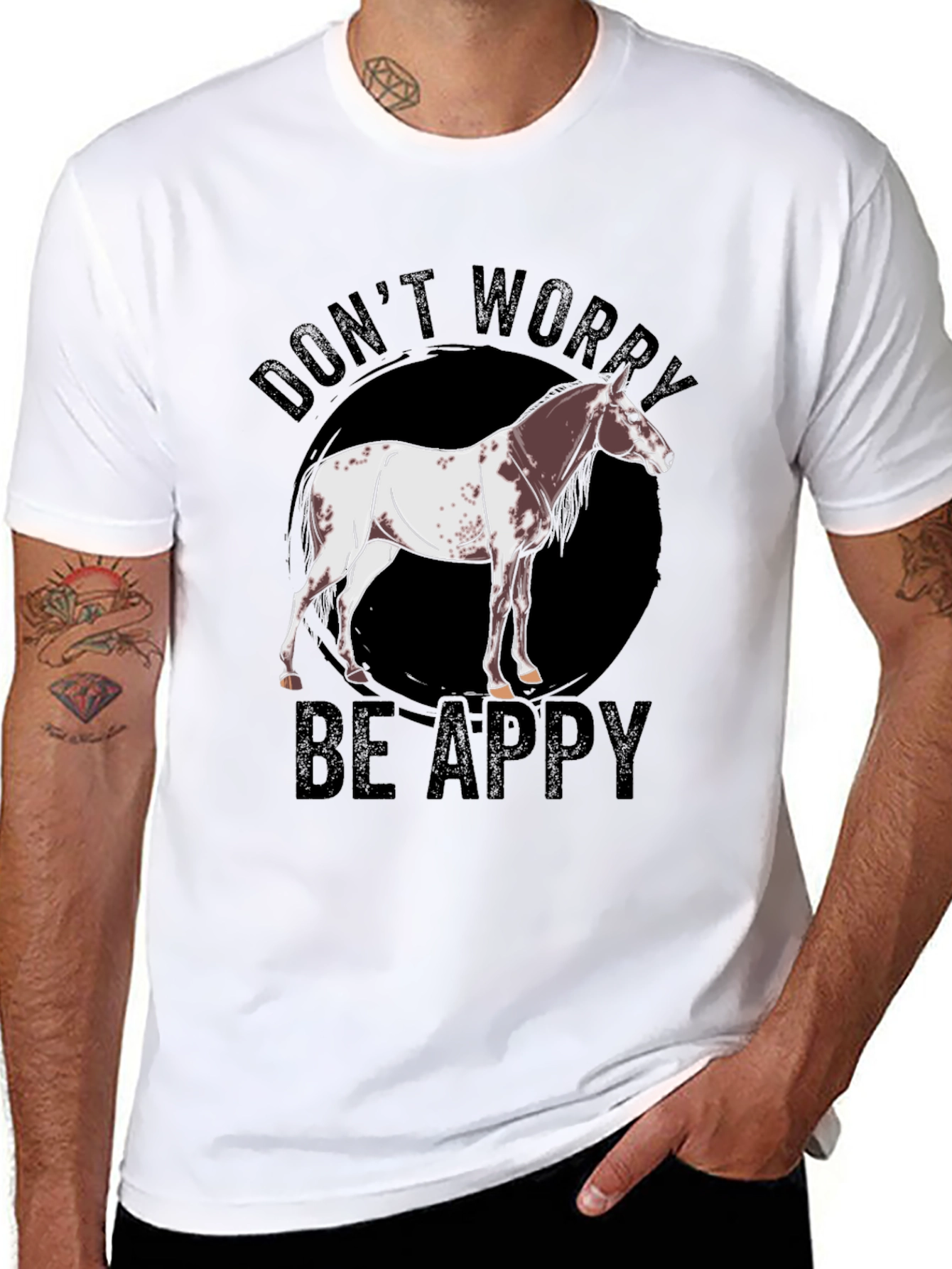 Dont Worry Be Appy Horse Graphic T-Shirt