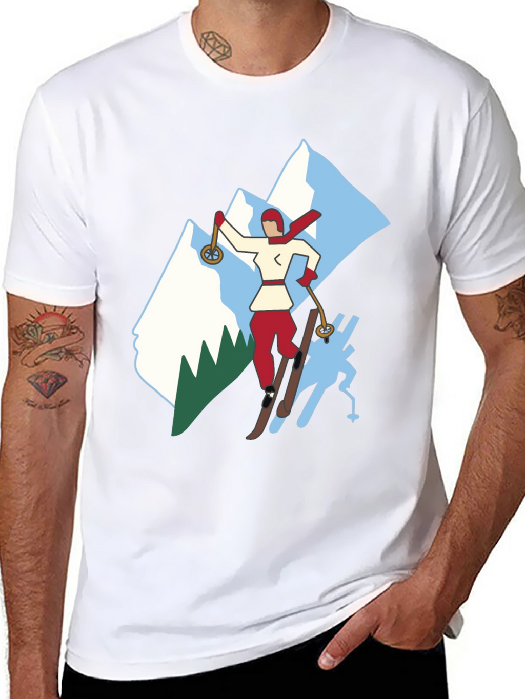 Retro Ski T-Shirt - Classic Winter Sport Style