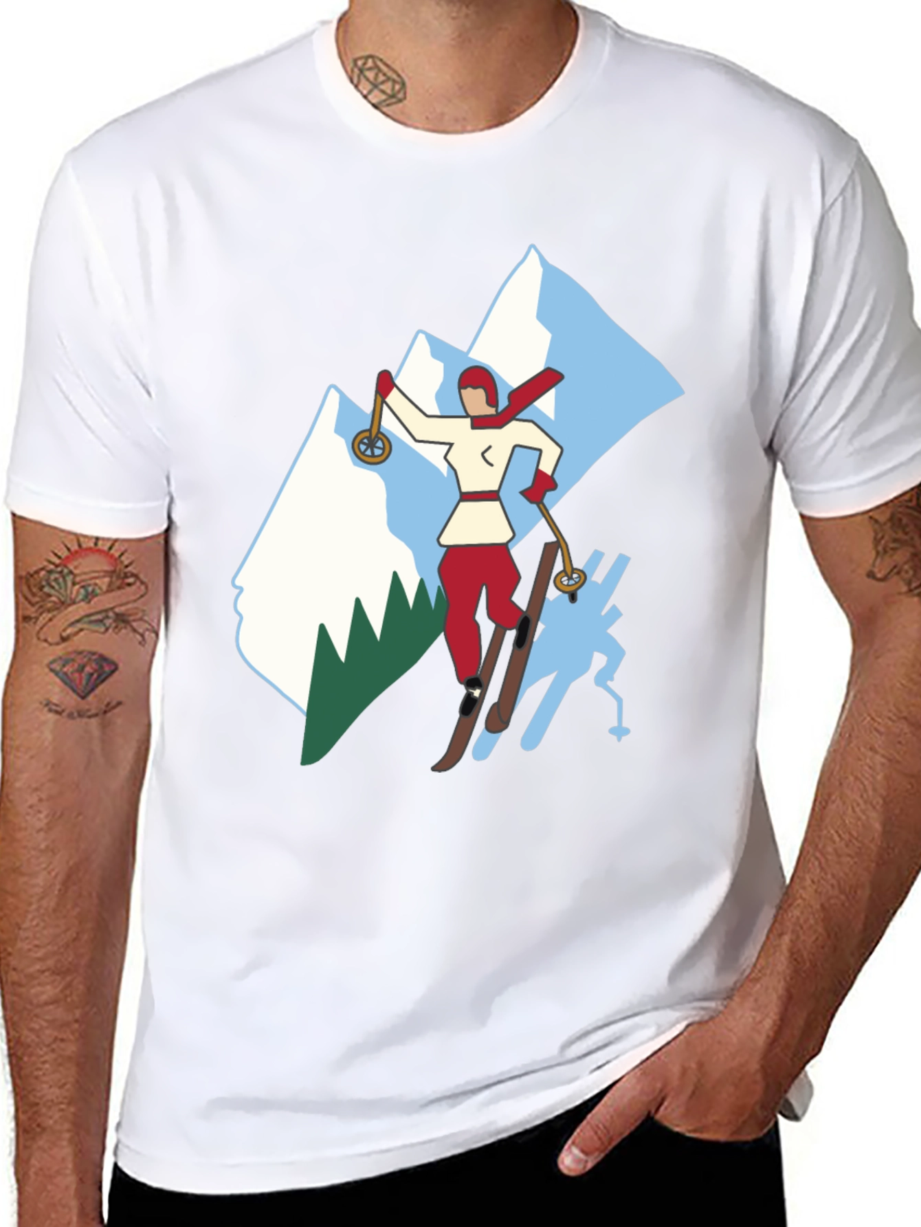 Retro Ski T-Shirt - Classic Winter Sport Style