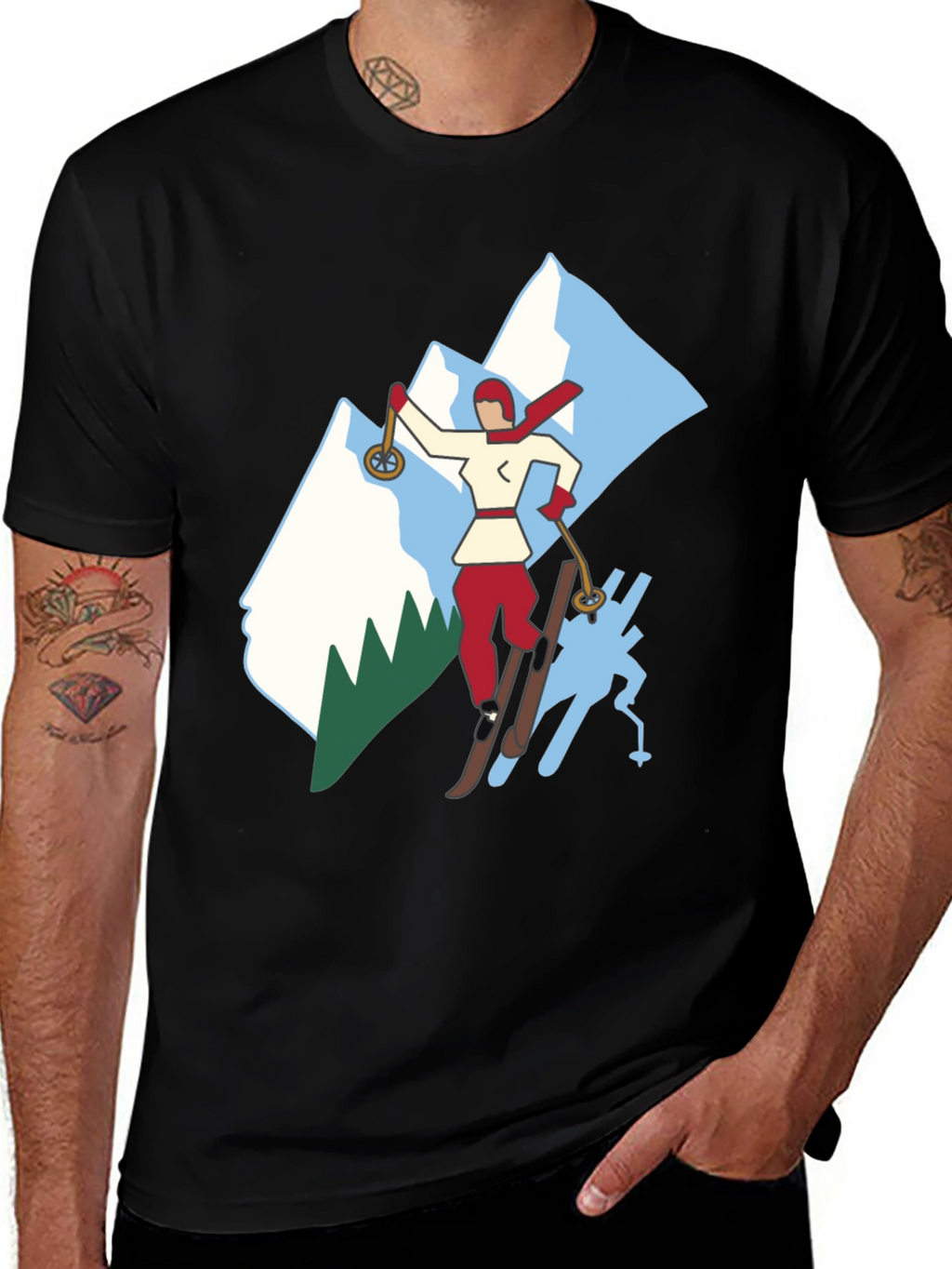 Retro Ski T-Shirt - Classic Winter Sport Style