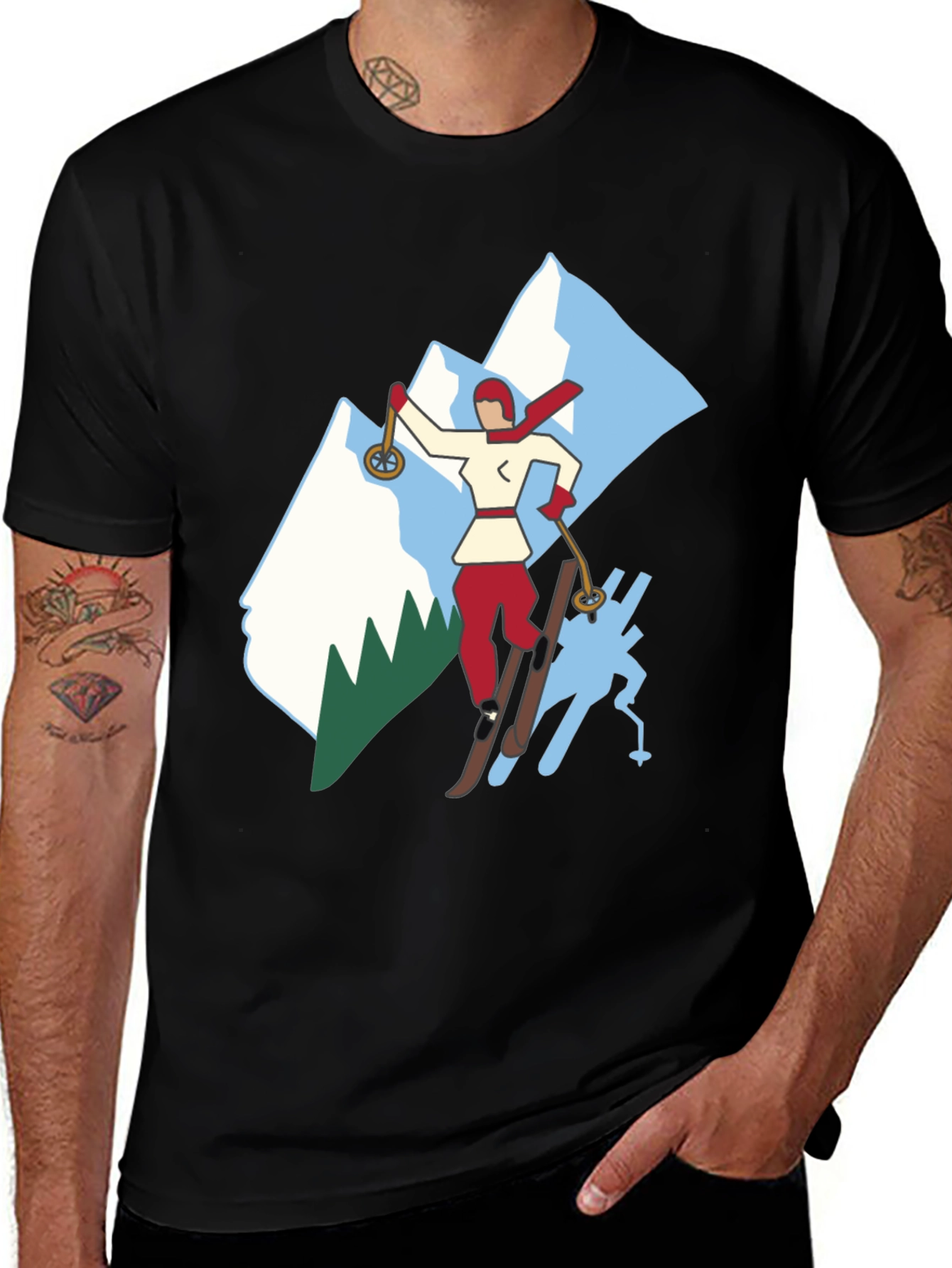 Retro Ski T-Shirt - Classic Winter Sport Style