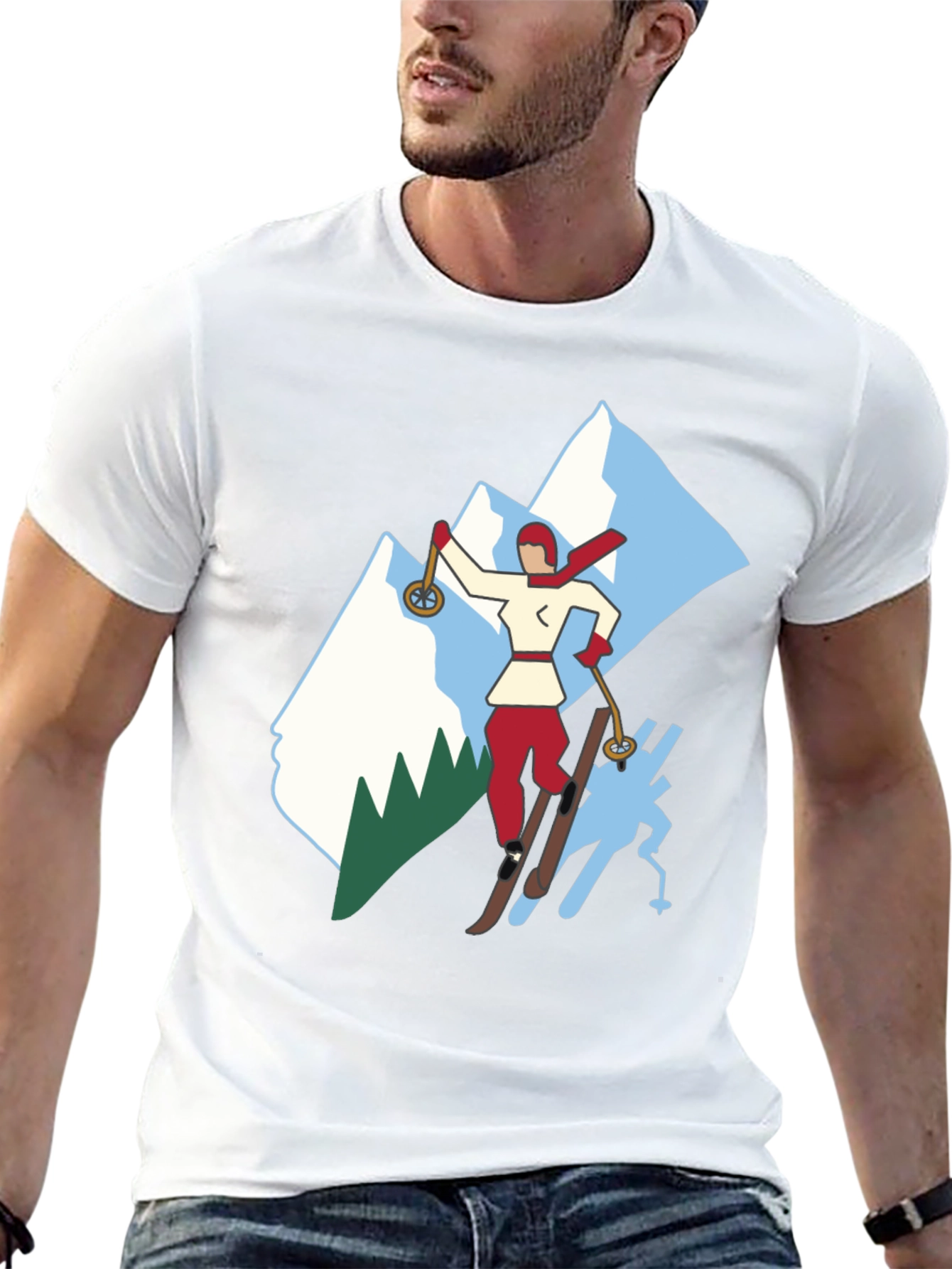 Retro Ski T-Shirt - Classic Winter Sport Style