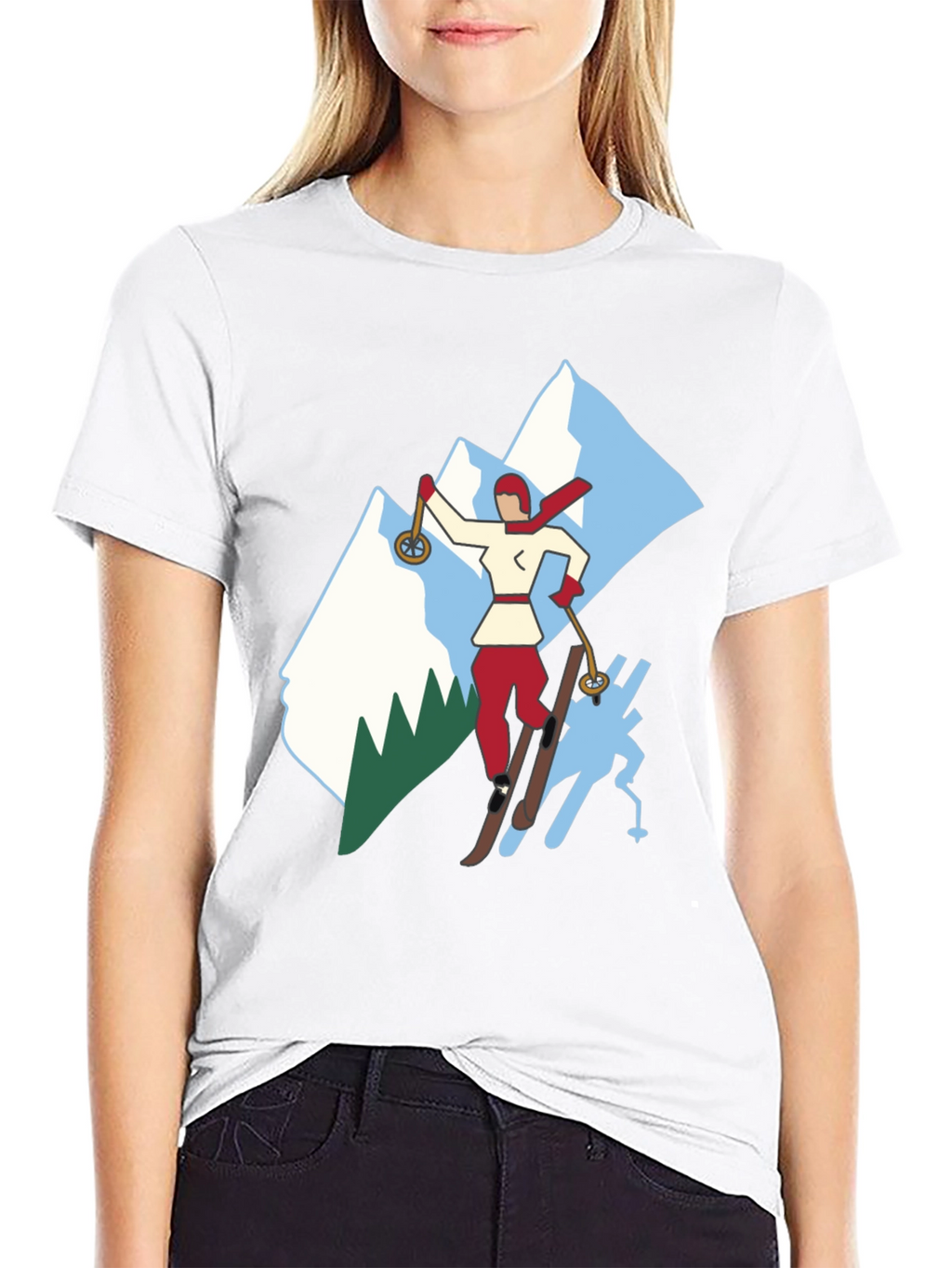 Retro Ski T-Shirt - Classic Winter Sport Style