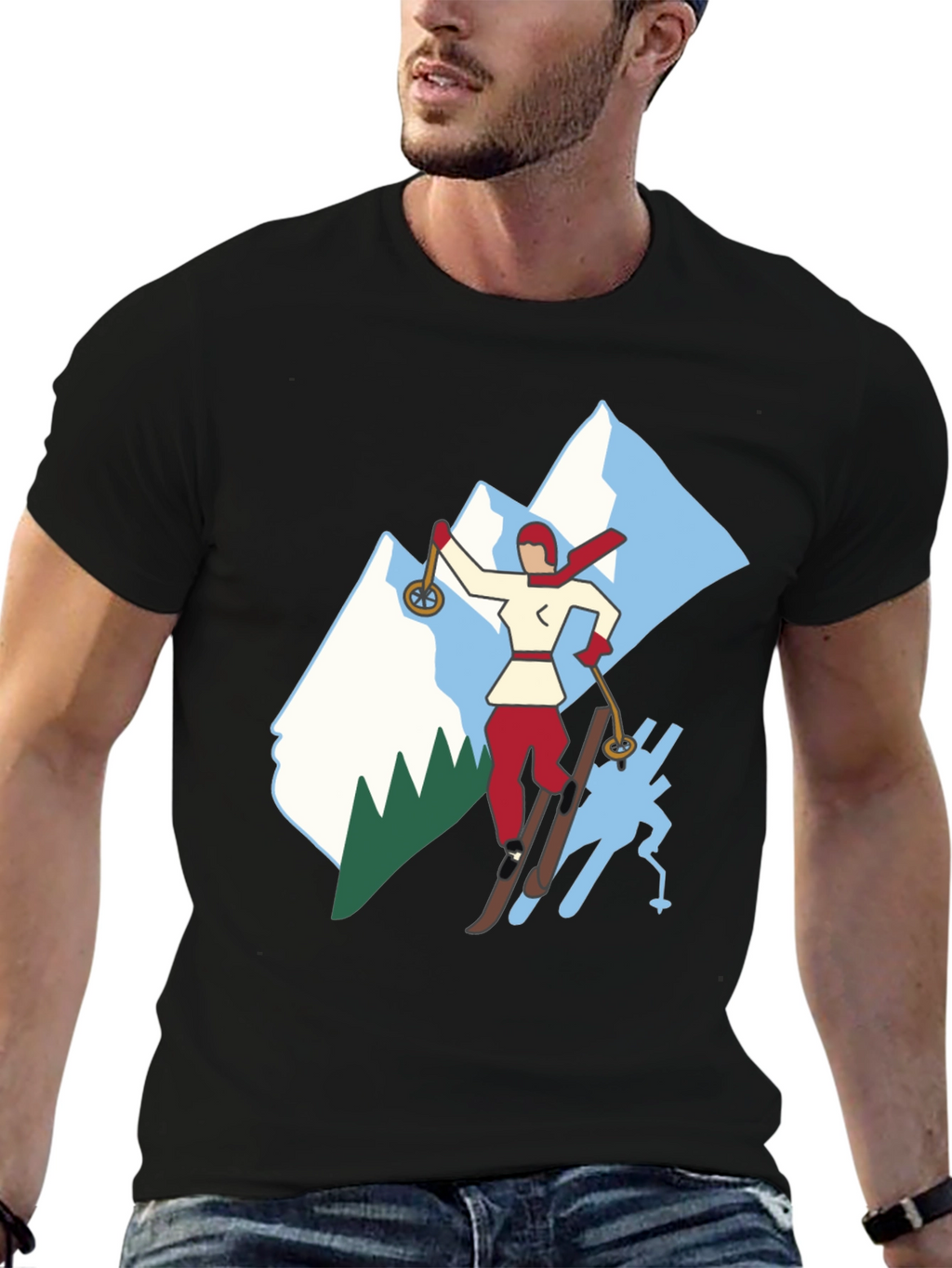 Retro Ski T-Shirt - Classic Winter Sport Style