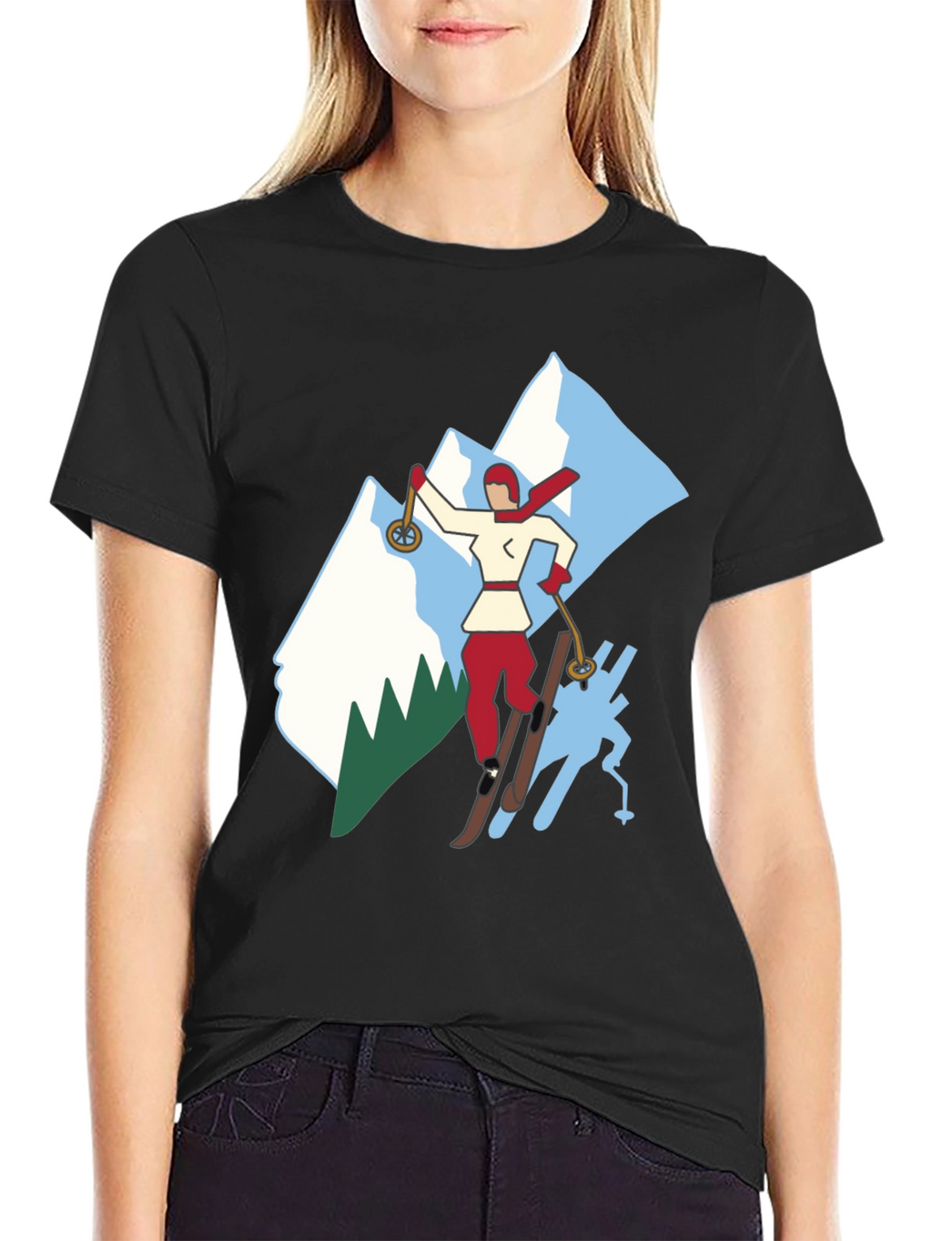 Retro Ski T-Shirt - Classic Winter Sport Style