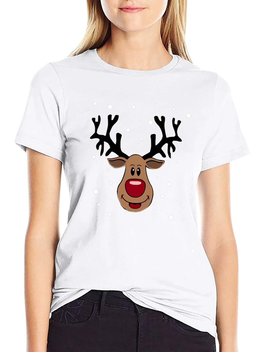 Festive Reindeer Graphic Tee - Holiday Season Style
