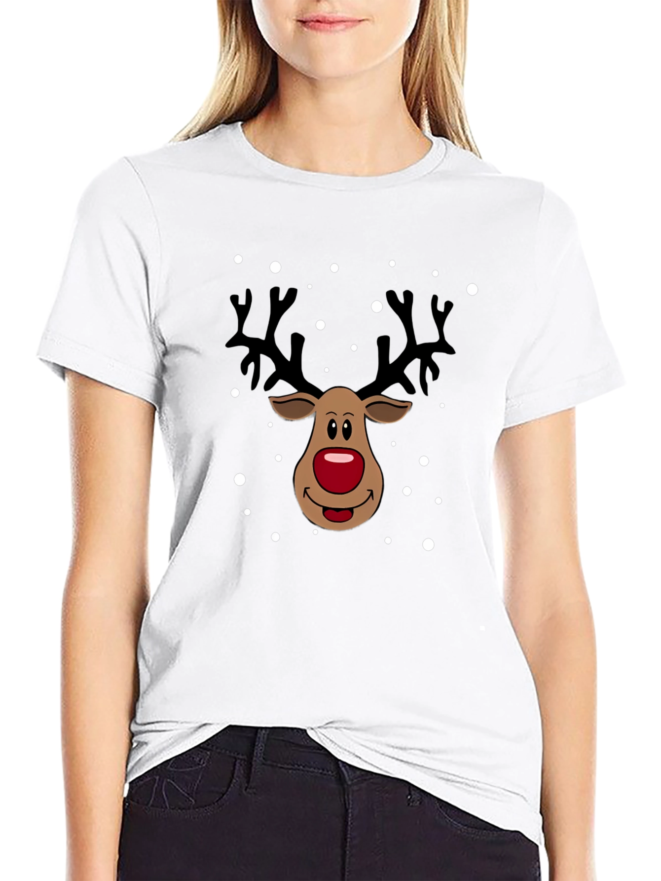 Festive Reindeer Graphic Tee - Holiday Season Style