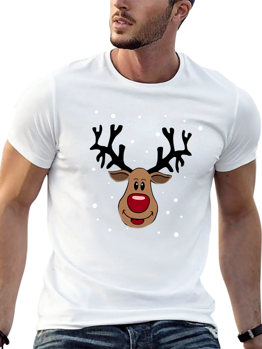 Festive Reindeer Graphic Tee - Holiday Season Style