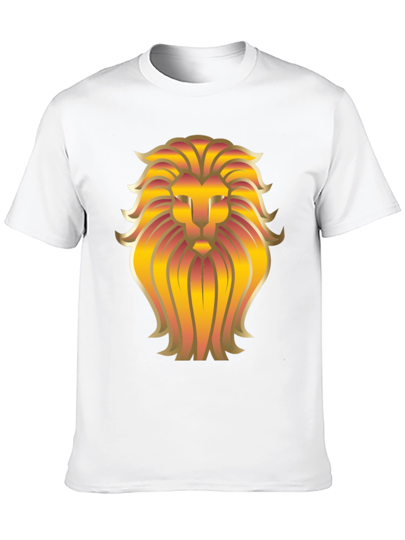 Golden Lion Head Graphic Black T-Shirt