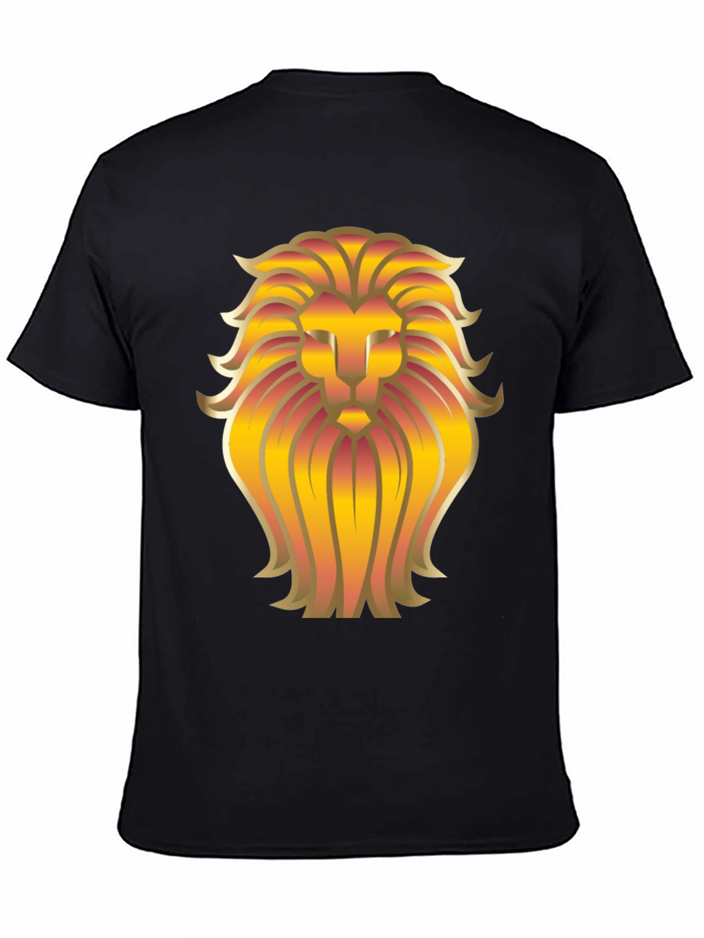 Golden Lion Head Graphic Black T-Shirt
