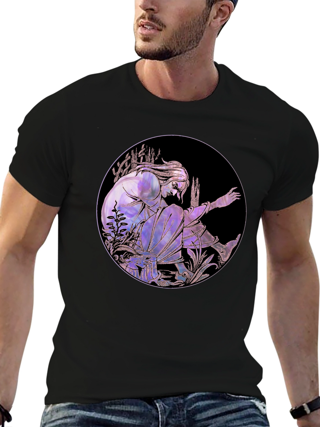 Artistic Graphic Tee - Stylish Black Cotton Blend