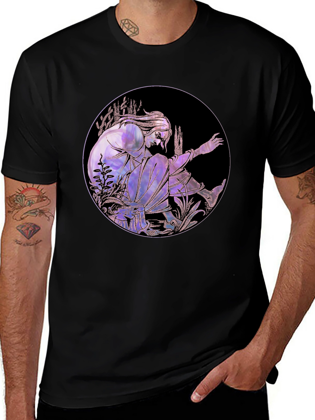 Artistic Graphic Tee - Stylish Black Cotton Blend