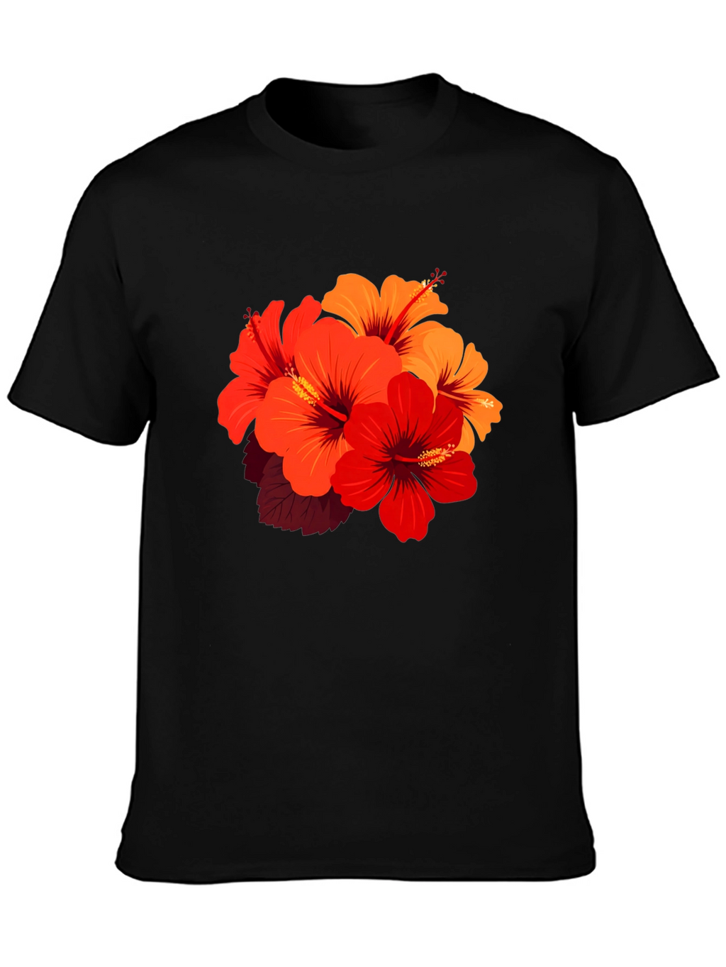 Floral Hibiscus Graphic Black T-Shirt