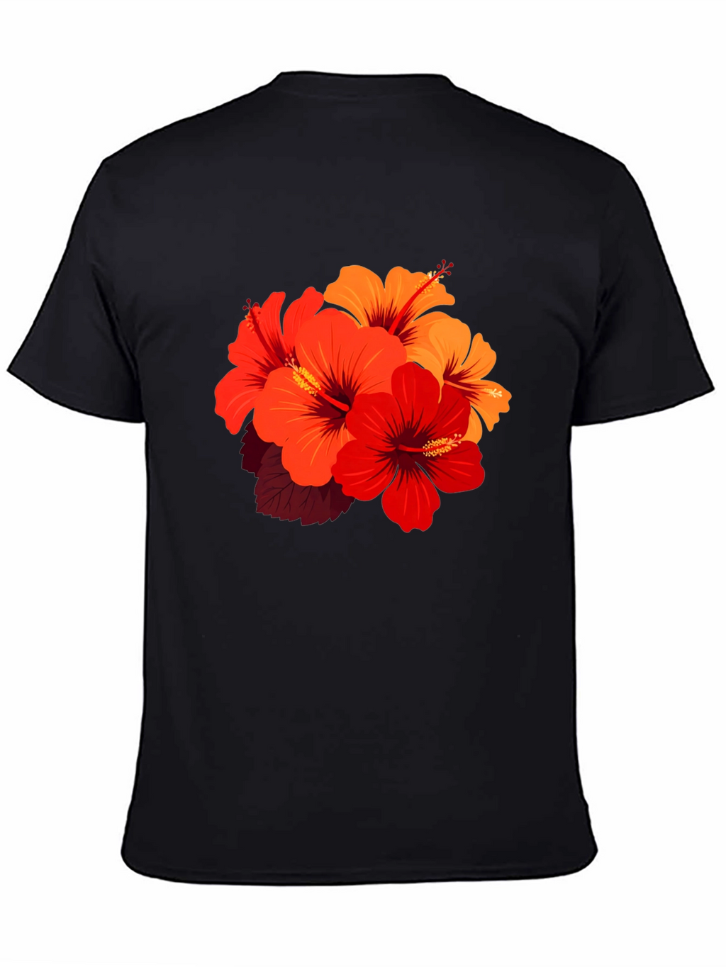 Floral Hibiscus Graphic Black T-Shirt