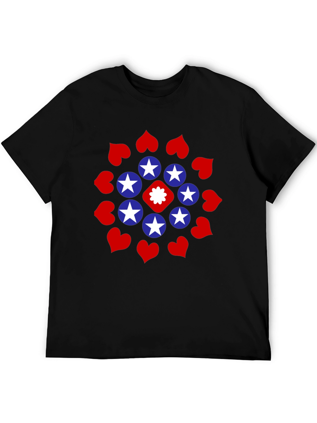 Stars and Hearts Black Graphic Tee