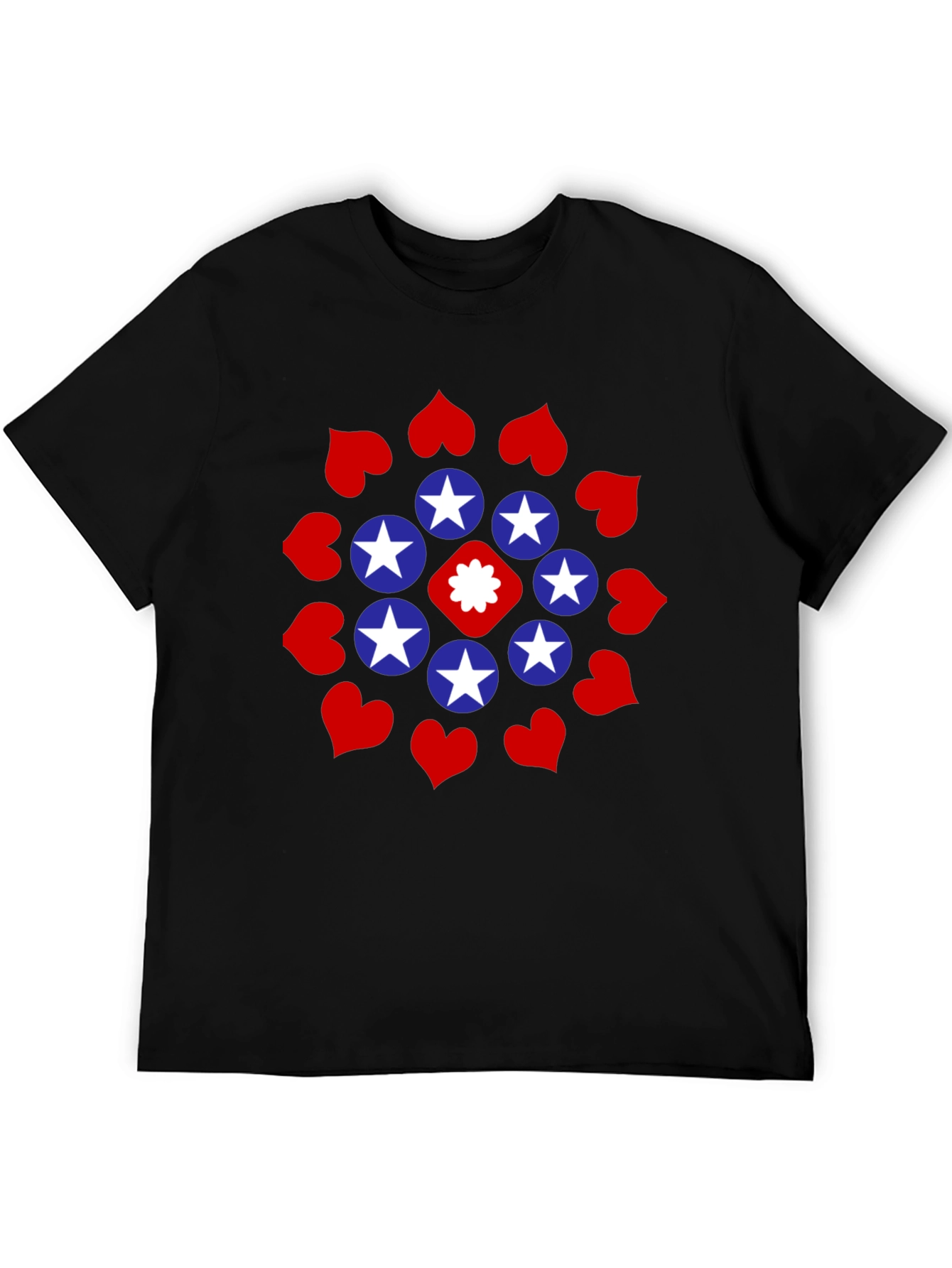 Stars and Hearts Black Graphic Tee