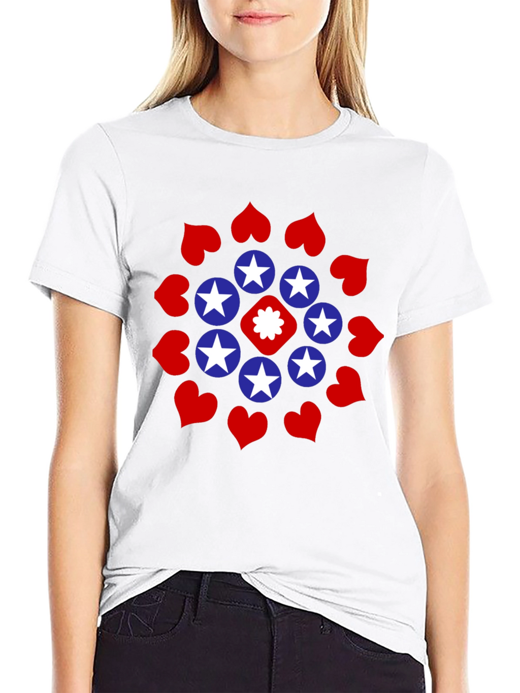 Stars and Hearts Black Graphic Tee