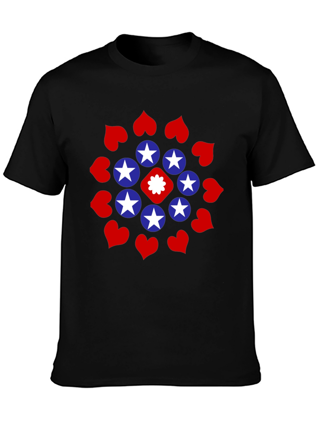 Stars and Hearts Black Graphic Tee